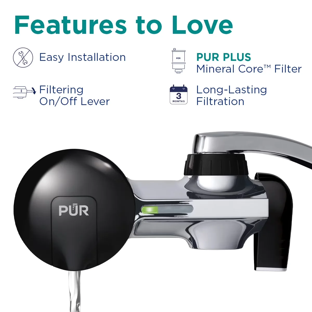 Water Filtration Premium with Sensor, Bypass Valve - Chrome;Plastic Black Model 03CBE7