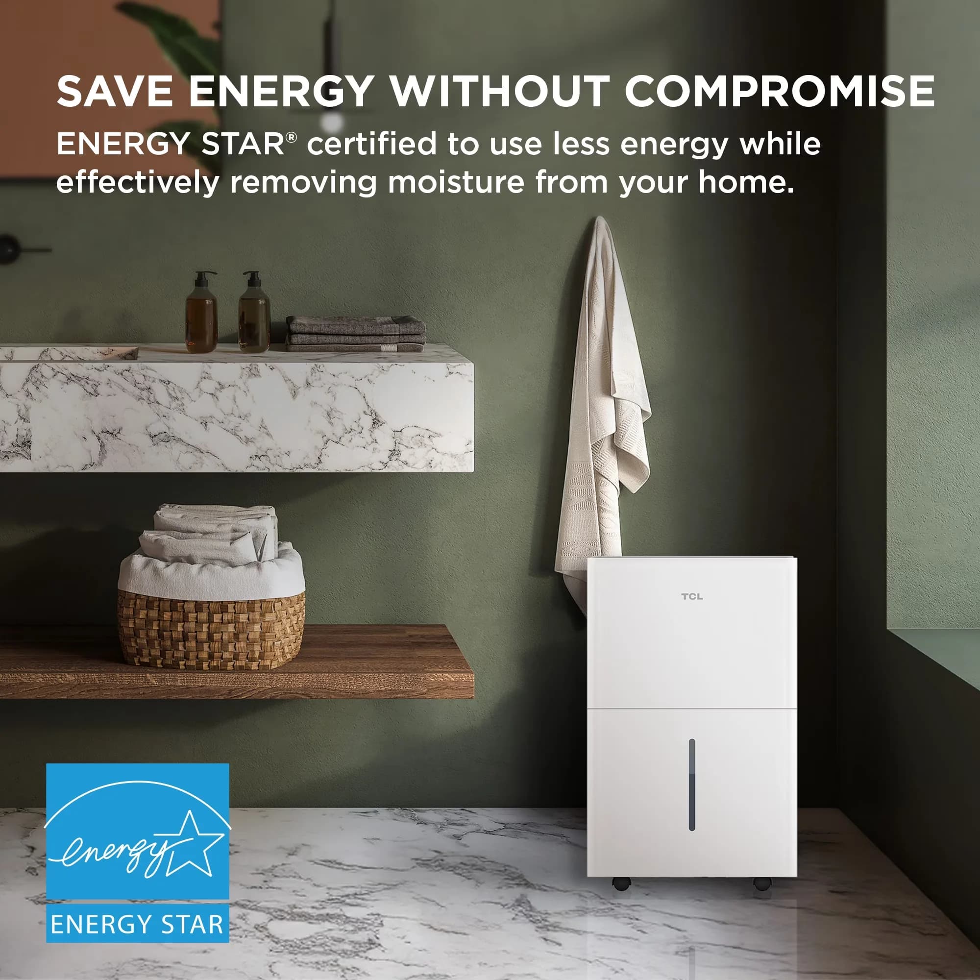 Stylish Dehumidifier with Smart Technology Capable, Energy Star Certified - Model 55DDCC