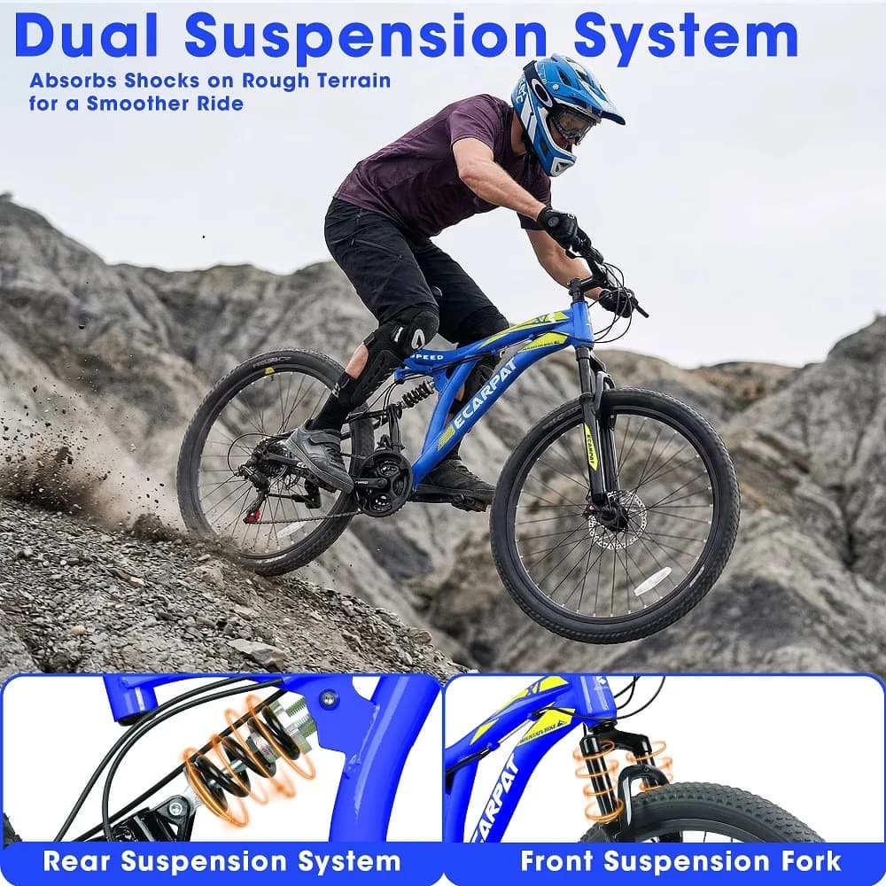 Mountain Bike Classic with Adjustable Seat Height, Disc Brakes, Main Color: Blue,White - Blue Model 15E1DA