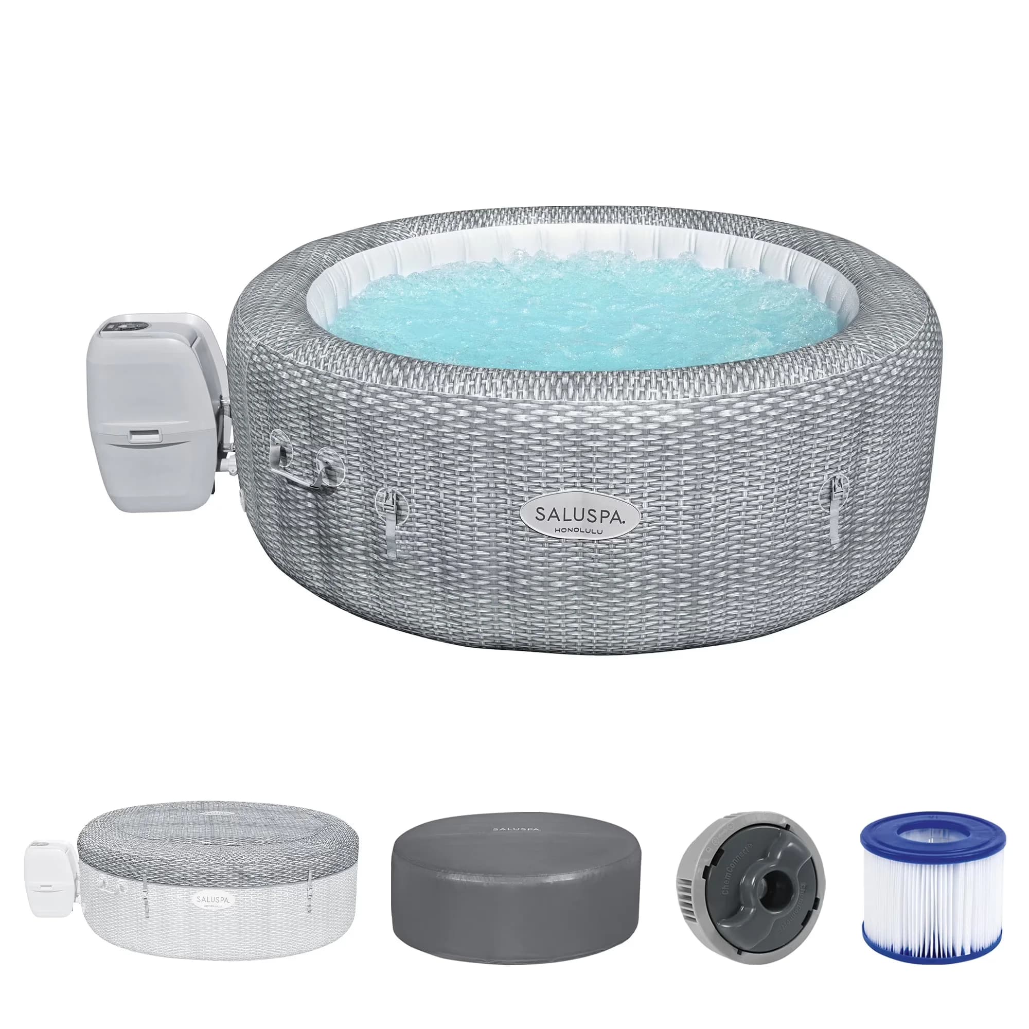 Durable Hot Tub with Insulated, Inflatable, Energy Efficient - 4-6 - Space-Saving Design Model 197C35