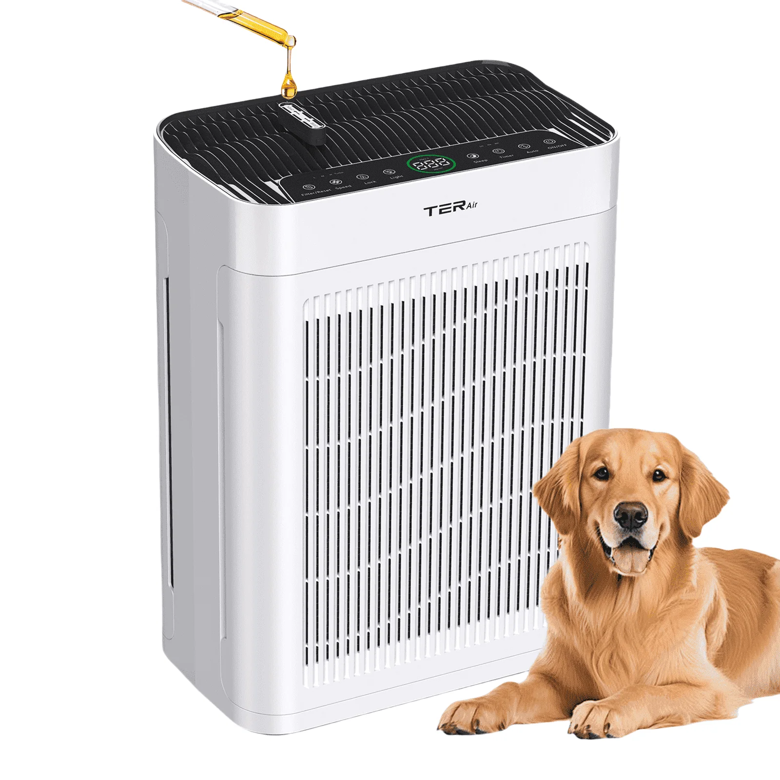 Air Purifier Stylish with Smart Technology Capable, Variable Speed - White for Home, Large Model 468F18