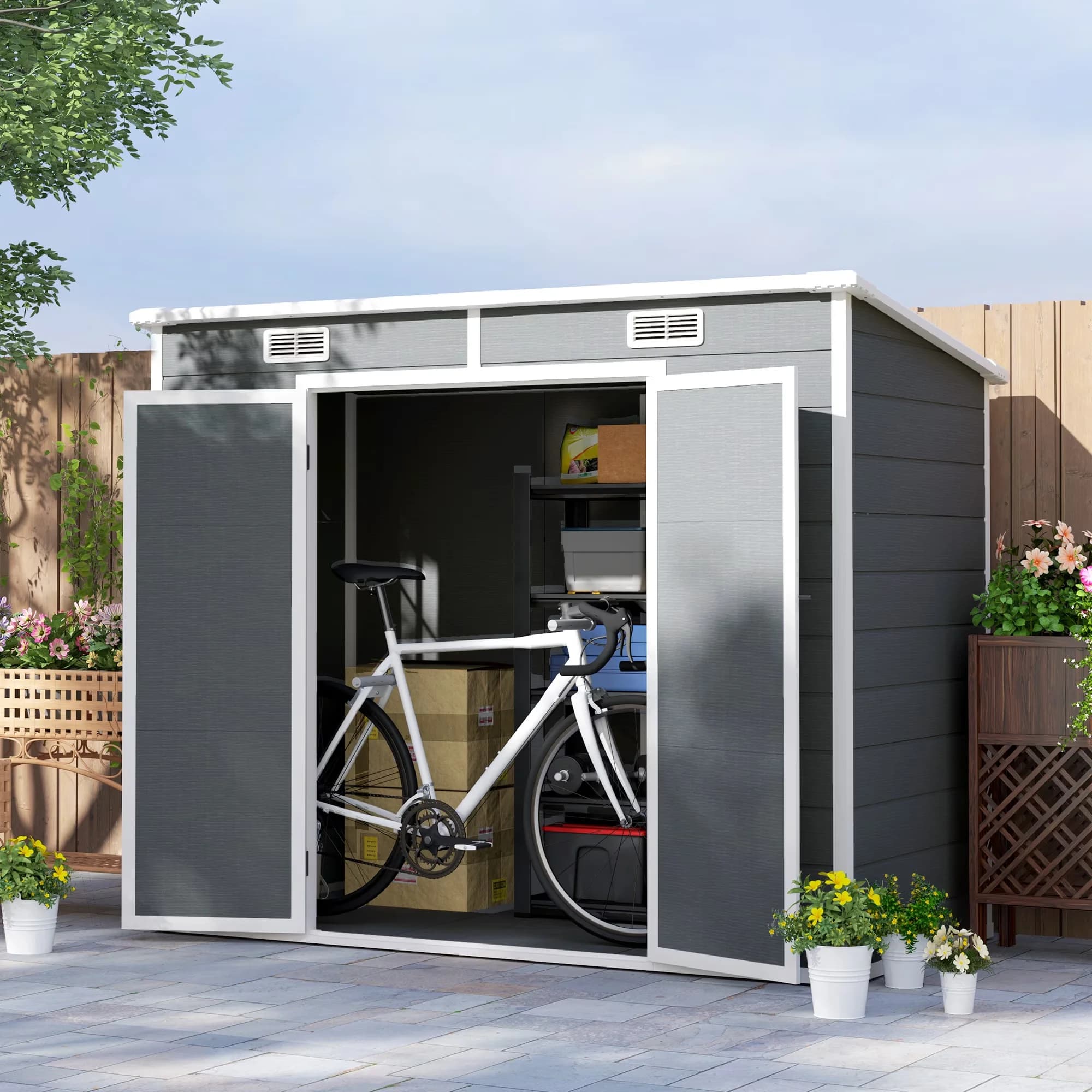 Compact Shed with Waterproof, Color: Gray, Gray - Gray Pp Resin - Residential Grade Model CB79D1