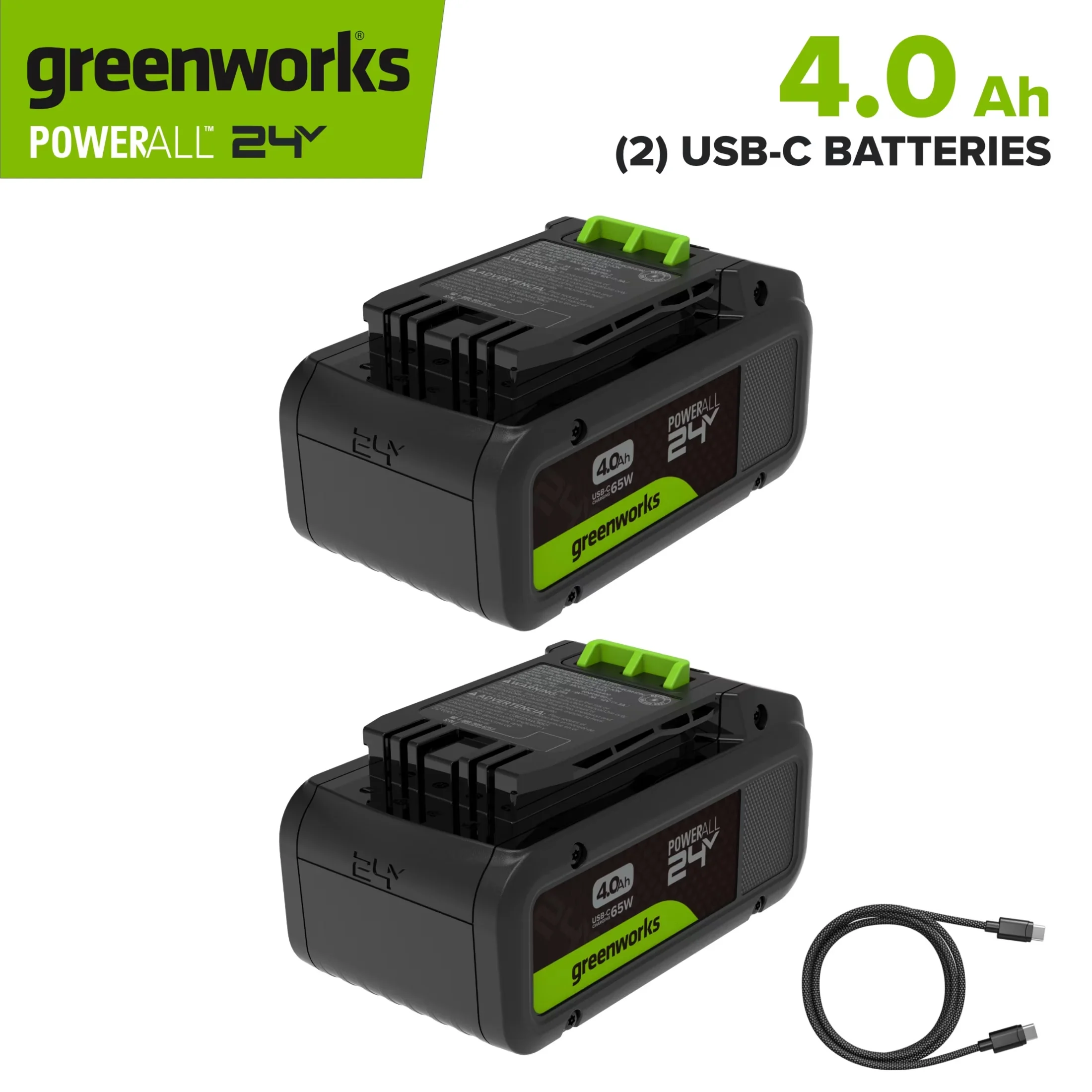 Durable Power Tool with 24V, (2) 4.0Ah Battery and Cable - Modern Design Model B7E247