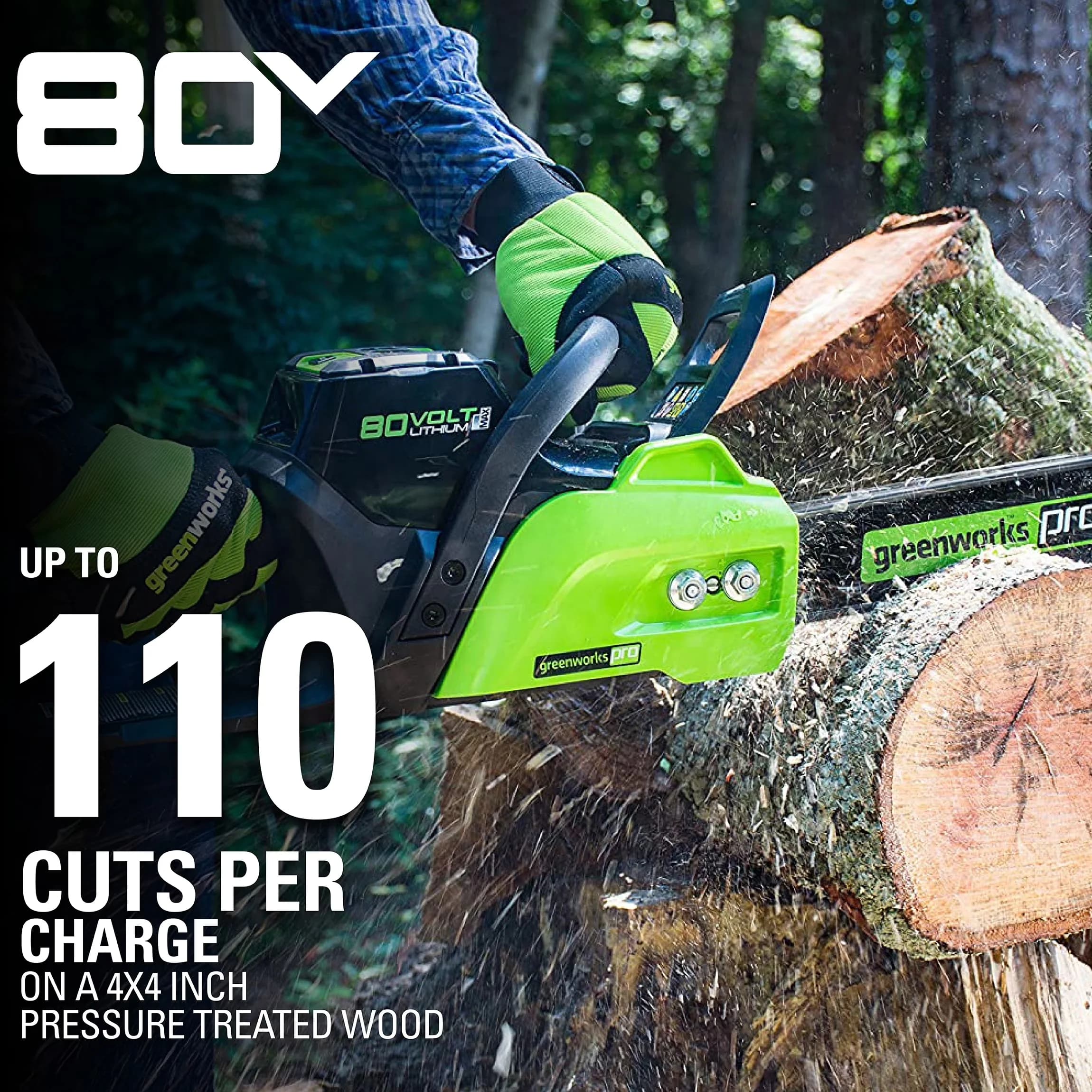 Compact Chainsaw with Battery, 80V, Chain Brake - Black - Industrial Grade Model 5F5596
