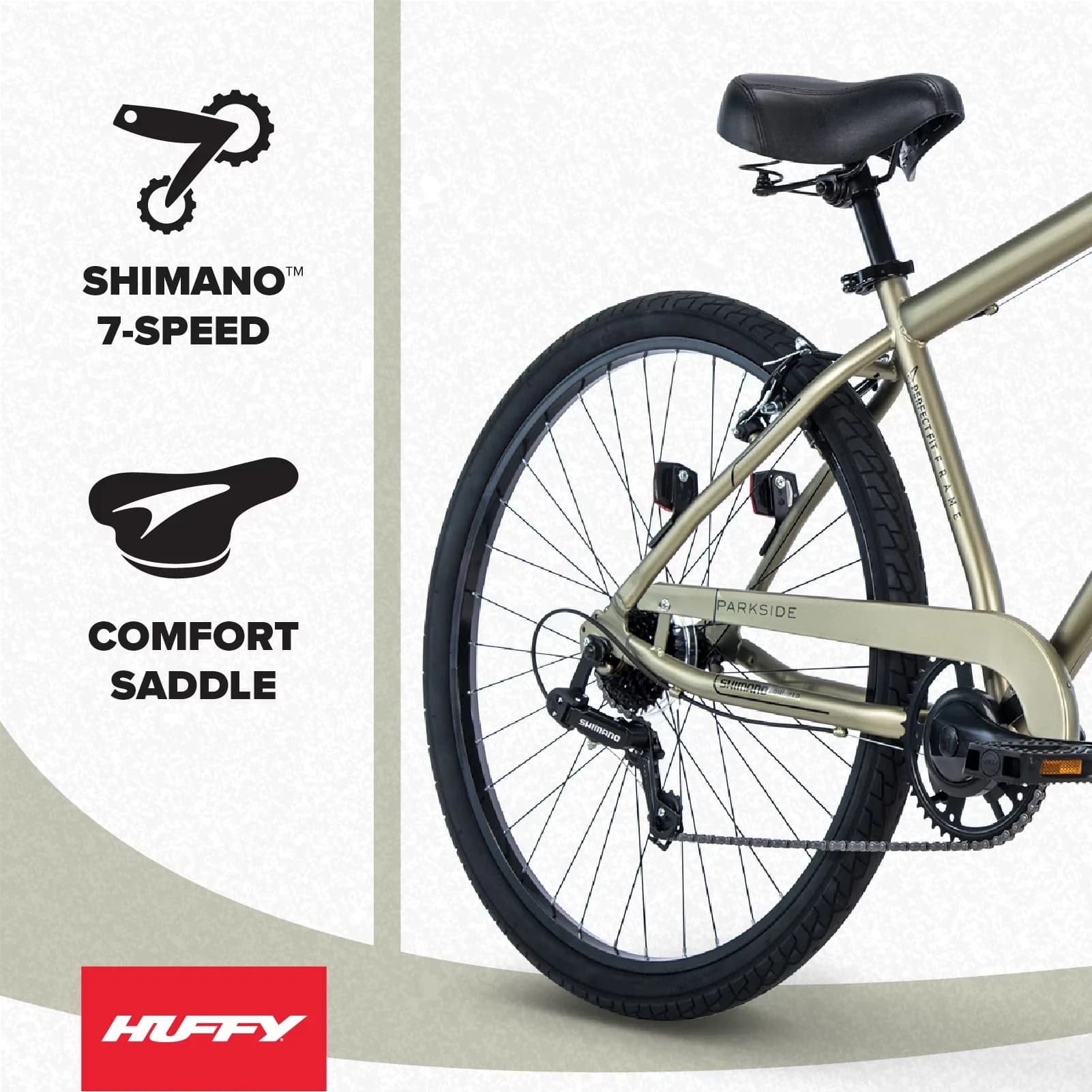 Modern Cruiser Bike with Adjustable Seat, Adjustable Speed, 27.5" Parkside Comfort - Green Model 7C3E87
