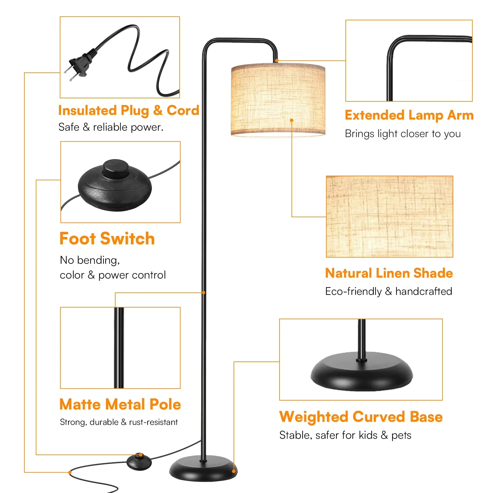 Reliable Lamp with LED, Adjustable Head, Art Deco - Metal Black for Living Room Model 0654FC