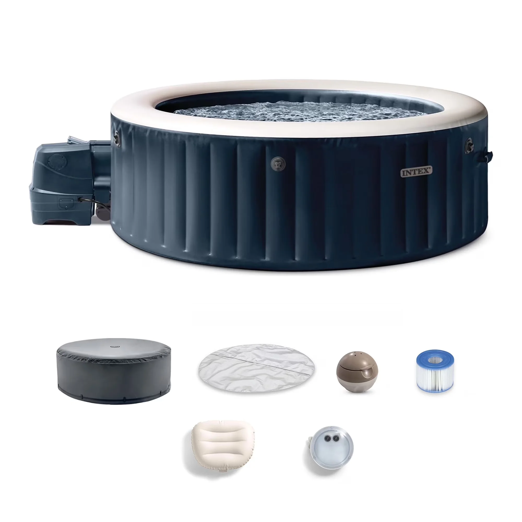 Reliable Hot Tub with Inflatable, 85" x 28", Energy Efficient Cover - Blue Model 36B797