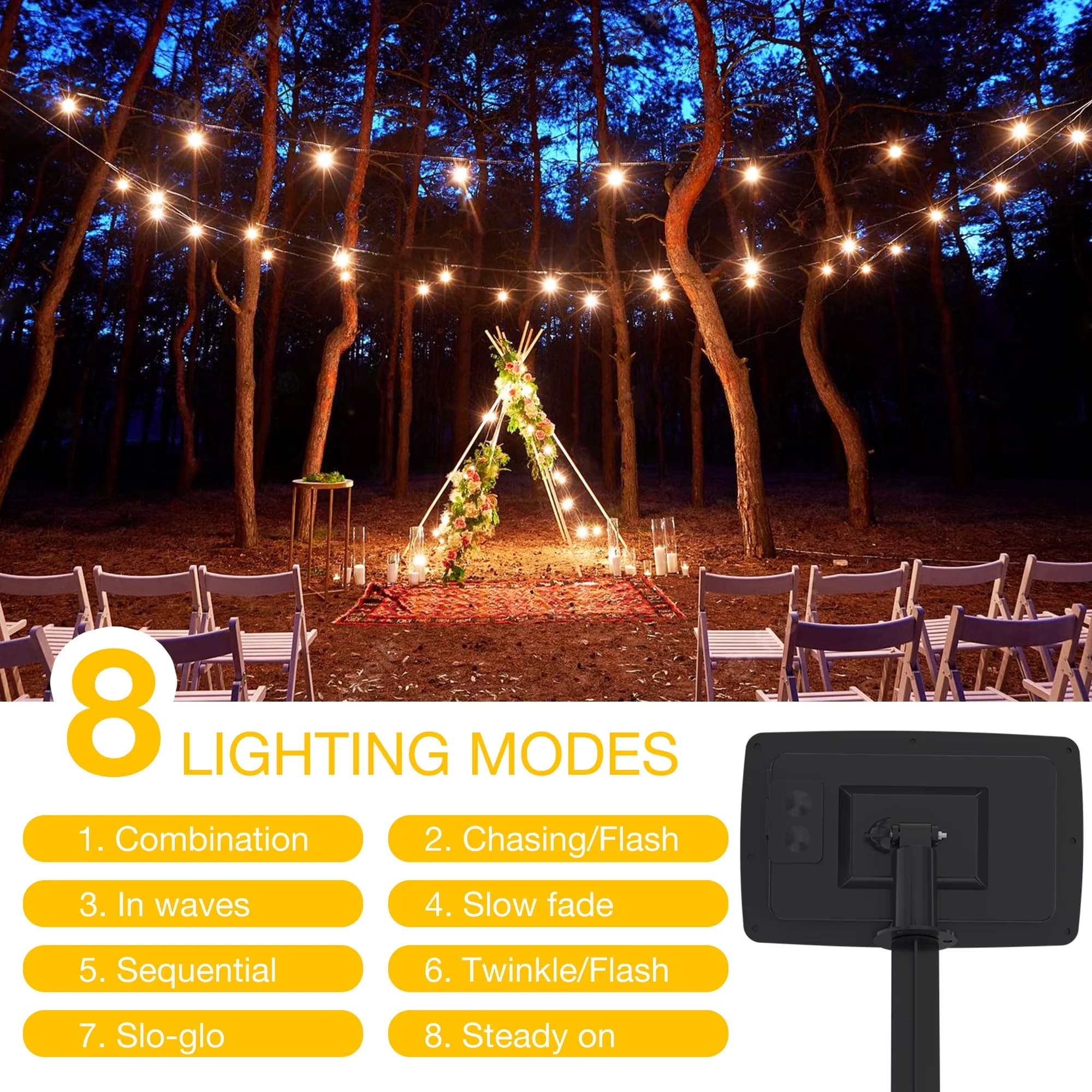 Essential Led Lighting with LED, Solar, 100FT Solar String Lights Outdoor - White for Camping, Party Model 02ABDD
