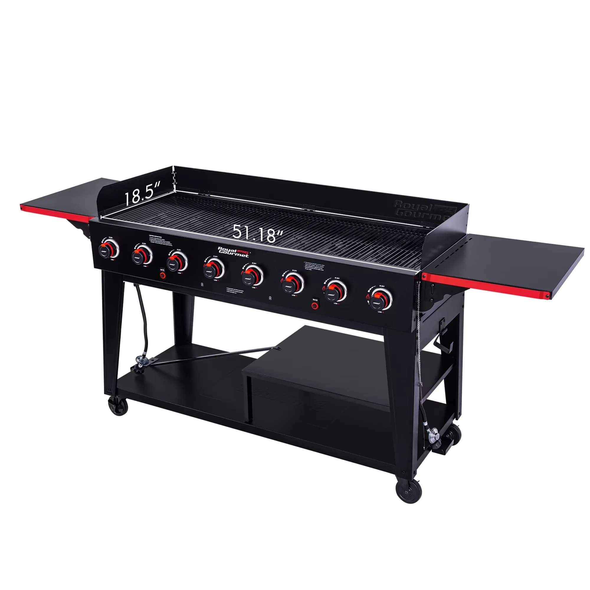 Gas Grill Sleek with 104000 BTU, 8-Burner Large Event - Black Steel GB8003 Model 7BC7C5