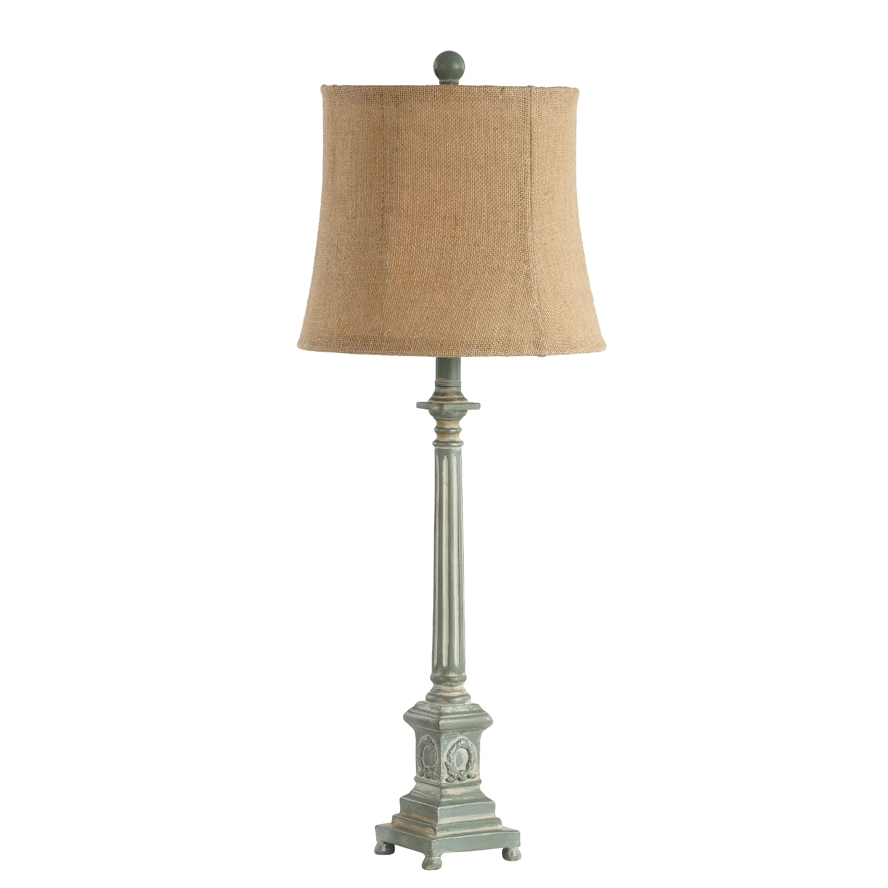 Professional Table Lamp with LED, Energy Efficient, Brown Solid Print Shades - Resin Blue Model 9C3A3C
