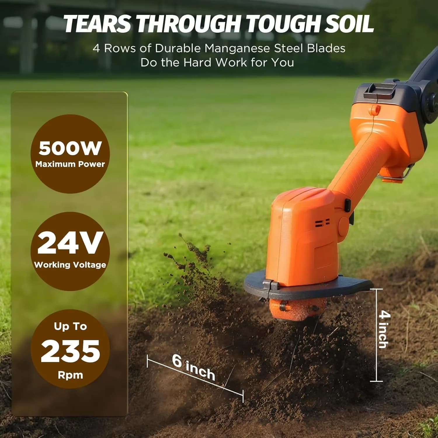 Innovative Trillers Cultivator with Battery, 24V, 24V Cordless Mini Tiller - Model CA2577