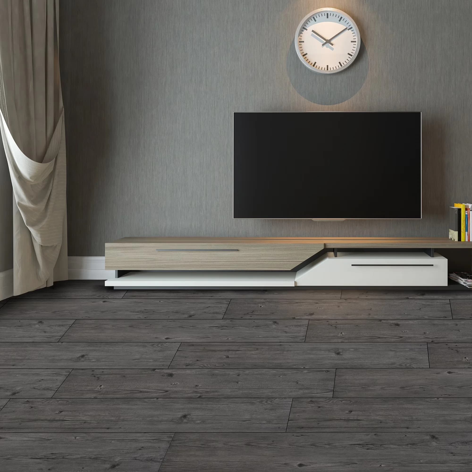 Grey Vinyl Flooring Vinyl Plank Flooring Stylish with Easy Installation, 0.5mm Wear Layer - Gray Vinyl Model 58422E