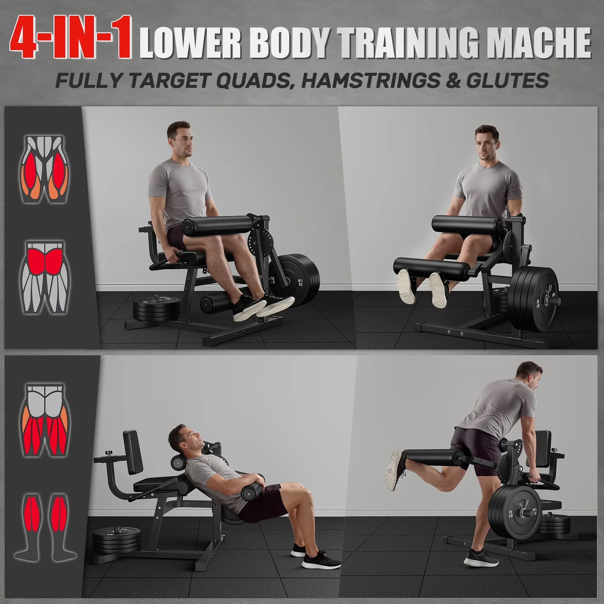 Innovative Home Gym with Multifunctional, Portable, Leg Extension and Curl Machine - Stainless Steel Model 2569AD