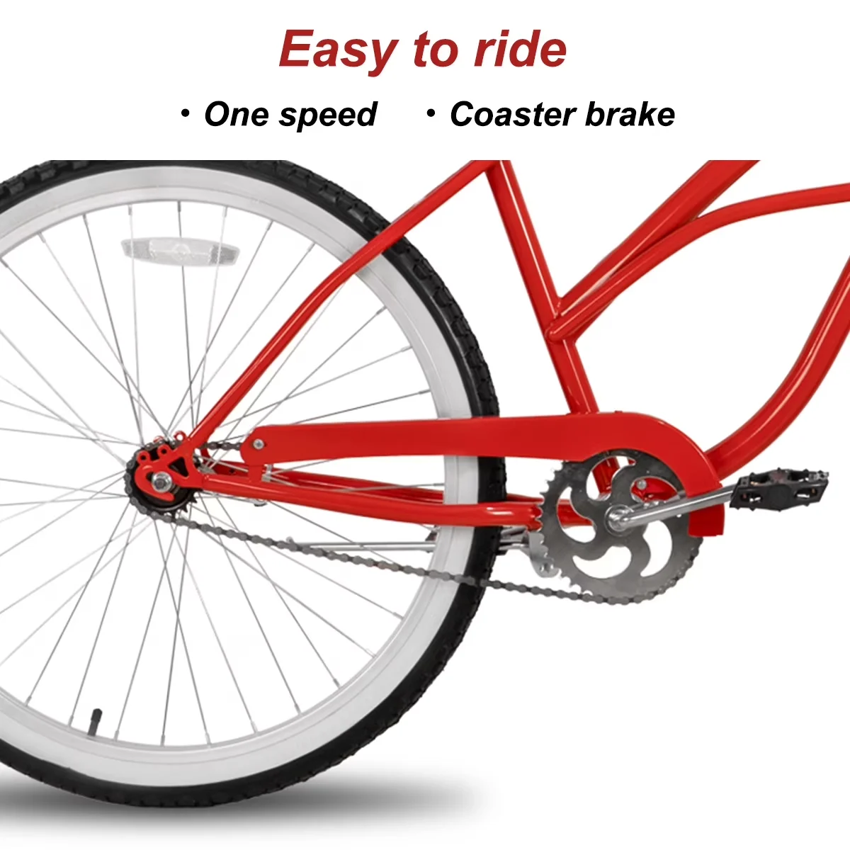 Stylish Cruiser Bike with Adjustable Handlebar Height, Foldable, Adjustable Seat Height - Red Model 1866F2