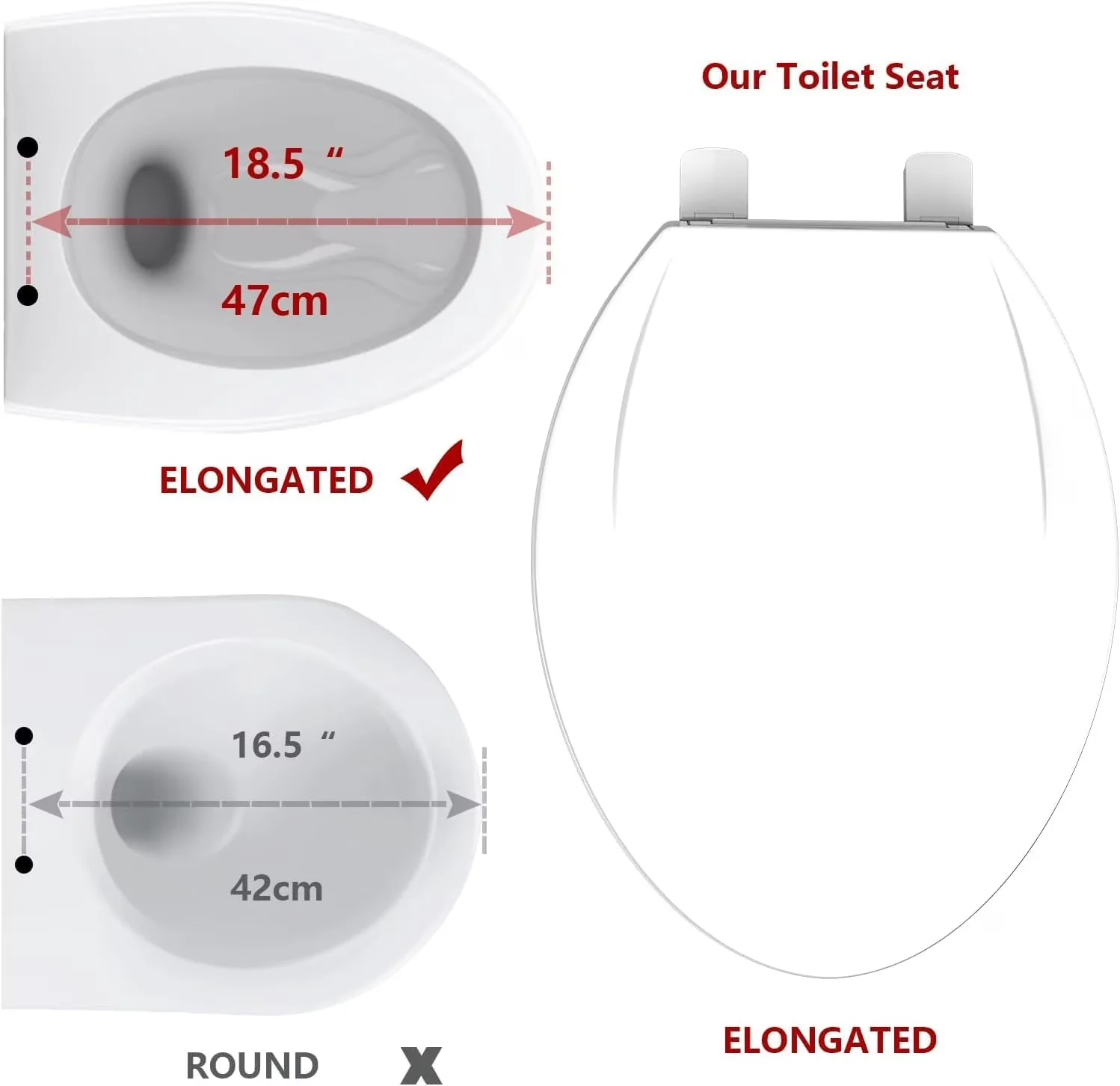 Reliable Toilet Seats And Lid with Quick Release, Soft Close, Exceptional After-Sales Service: - Pp White 19" Model 381EFE