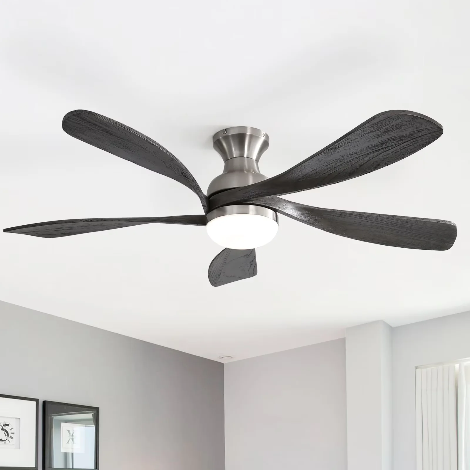 Compact Ceiling Fan with LED, Dimmable, Modern - White for Everyday Use Model B61901