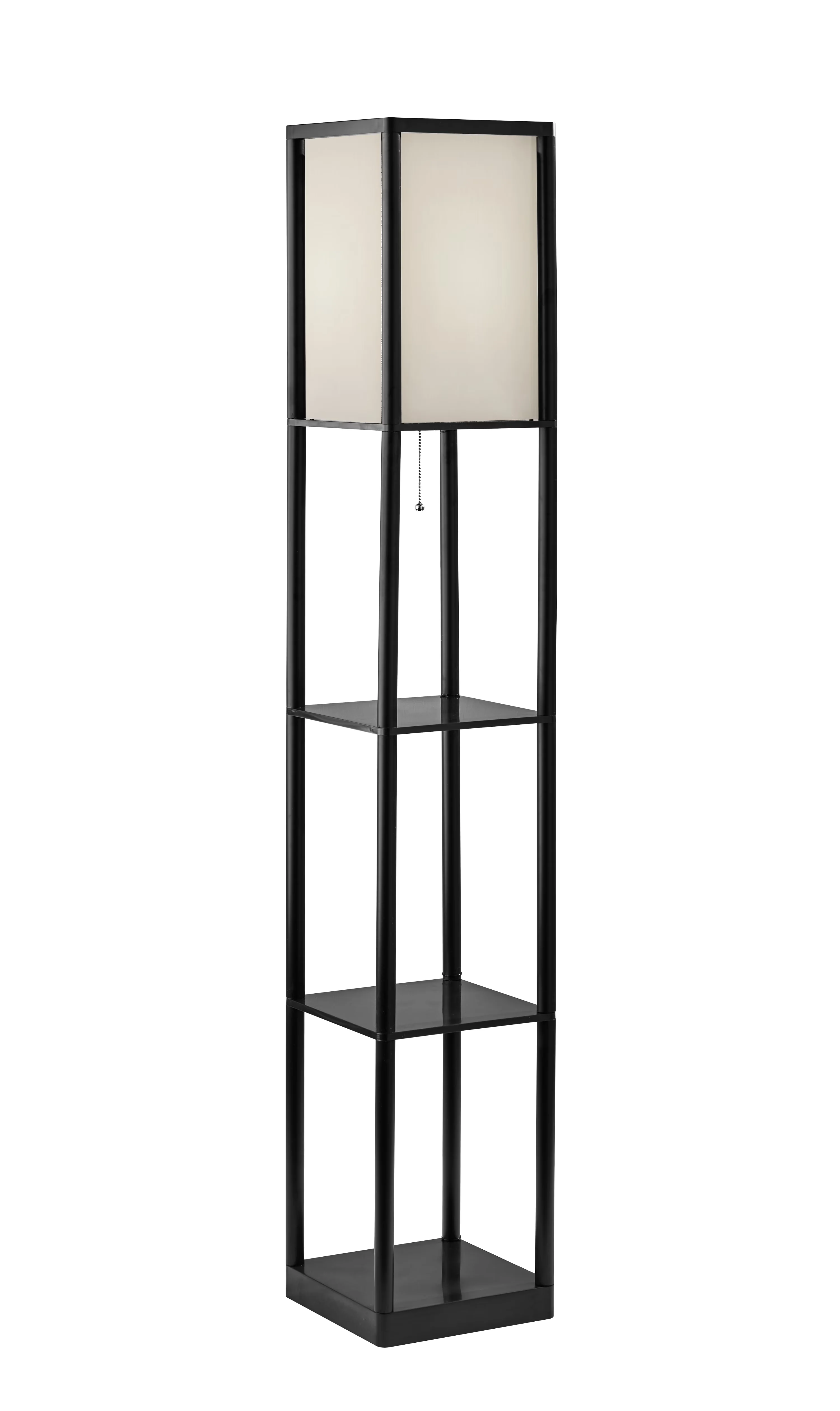 Sleek Floor Lamp with Incandescent, Eco Friendly, Easy on-off pull chain switch - Plastic Black Model A45477