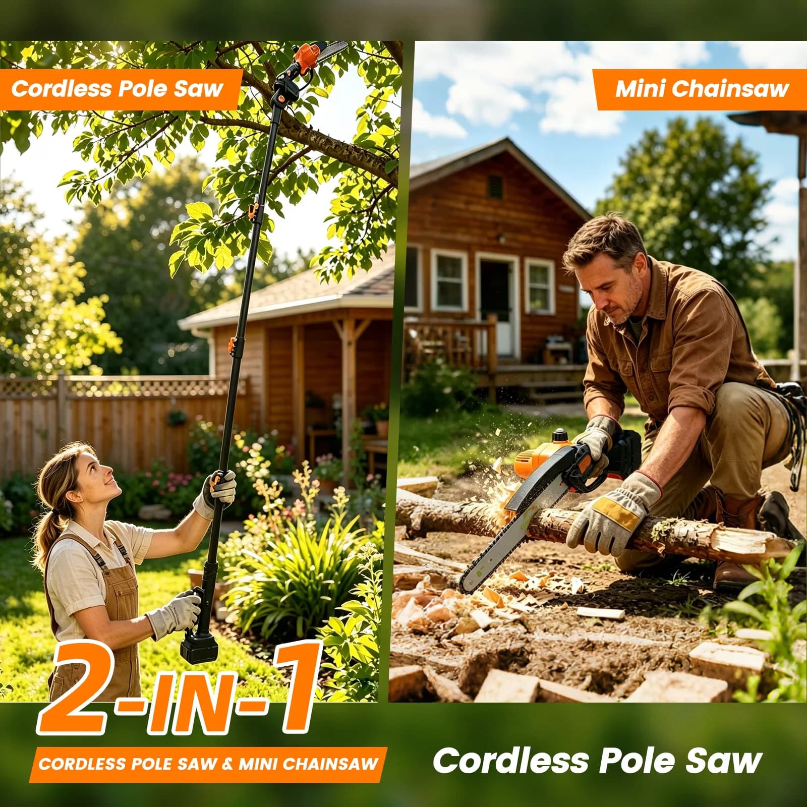 Quality Pole Saw with Battery, 21V, 2in1 Cordless - Satisfaction Guaranteed Model D55EDD