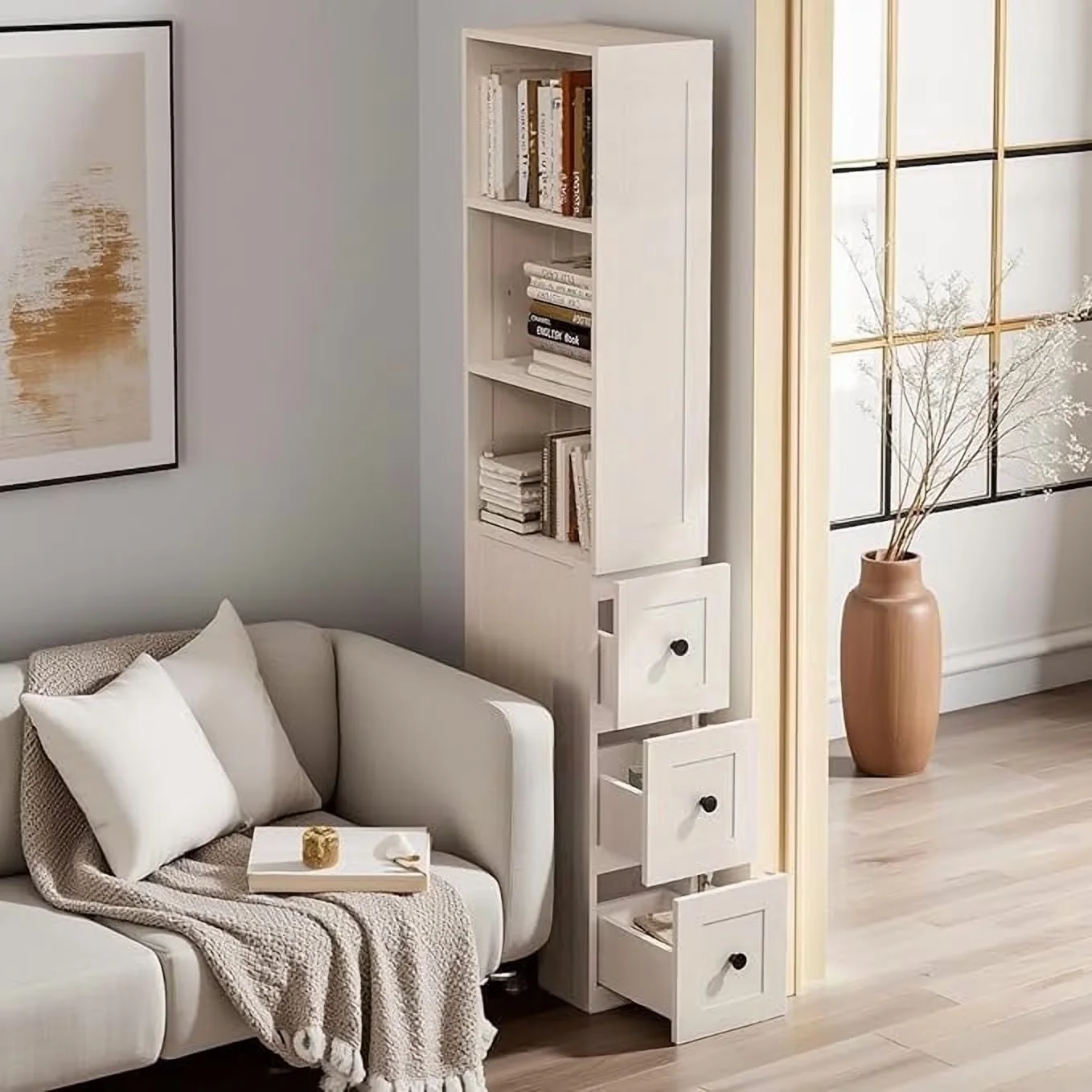 Premium Kitchen Renovation with Modern, Adjustable Shelves, 2 Adjustable Shelves & 3-level Drawers - Medium Density Fiberboard White... Model 641F28