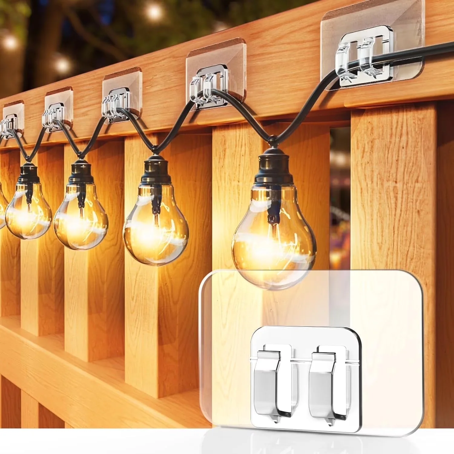 Fastener Compact with Waterproof, 100Pcs Hooks - Plastic Clear for Outdoor, Indoor Model 6024CF