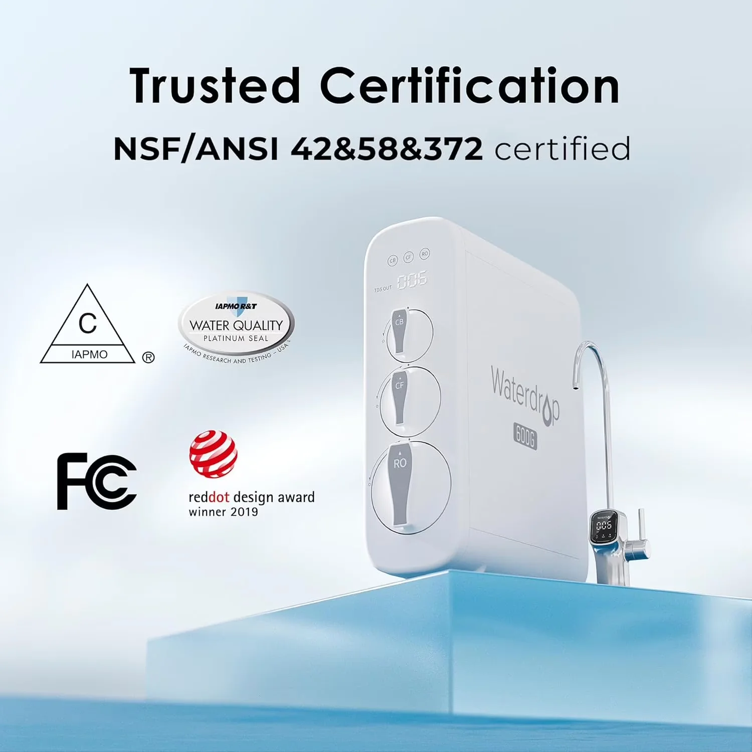 Efficient Water Filtration with LED, Smart LED Faucet, Reverse Osmosis System - Model 51E0C0