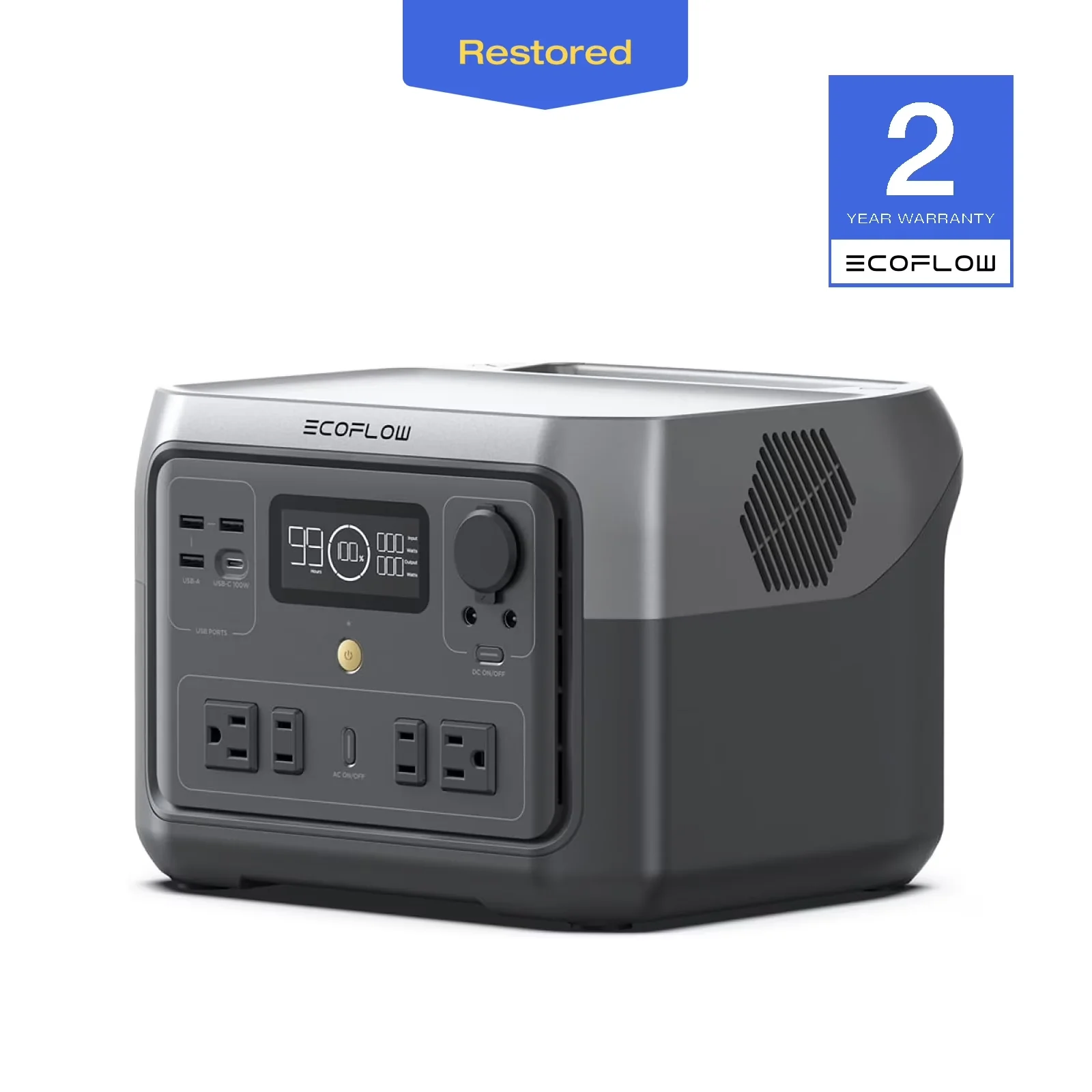 Versatile Generator with 1000W, Usb Port, 500Wh LFP Battery - Black for Outdoor, Home Model 37784F