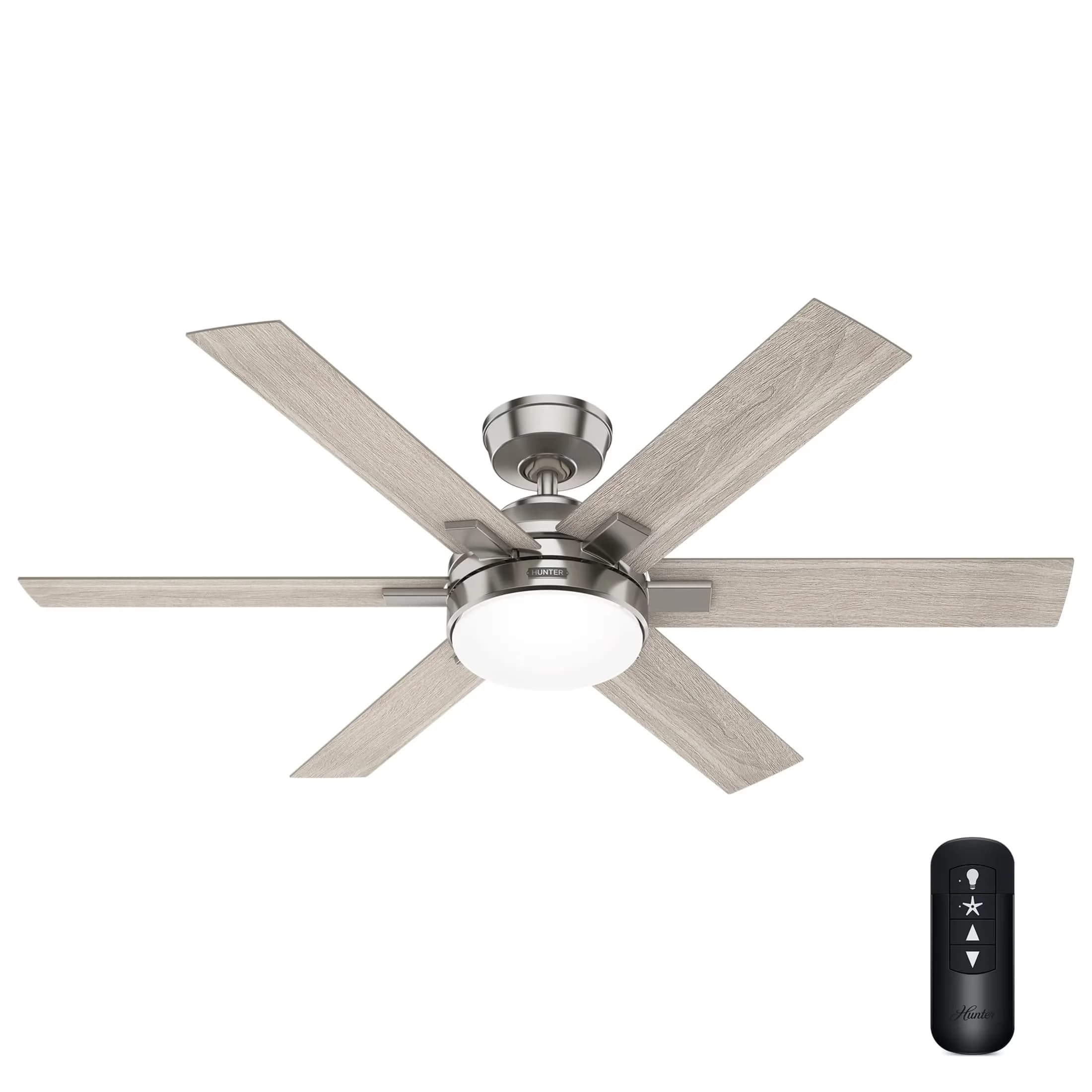 Reliable Ceiling Fan with LED, Dimmable, Georgetown Indoor With Light - Silver Glass Model E05630