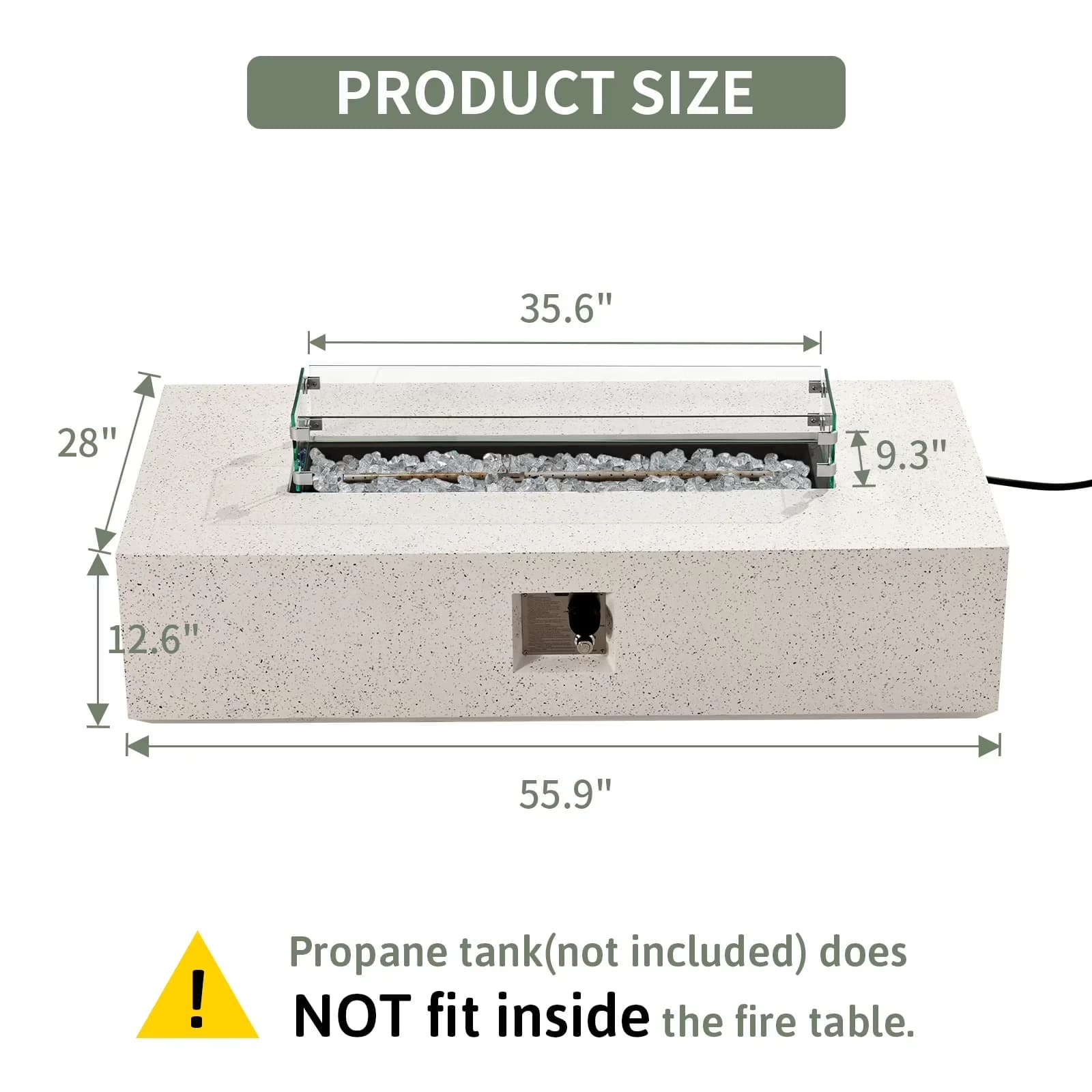 Efficient Outdoor Heating with 50000 BTU, Weatherproof, Rectangular Propane Fire Pit Table - Stainless Steel 56" x 28" Model 44E26E