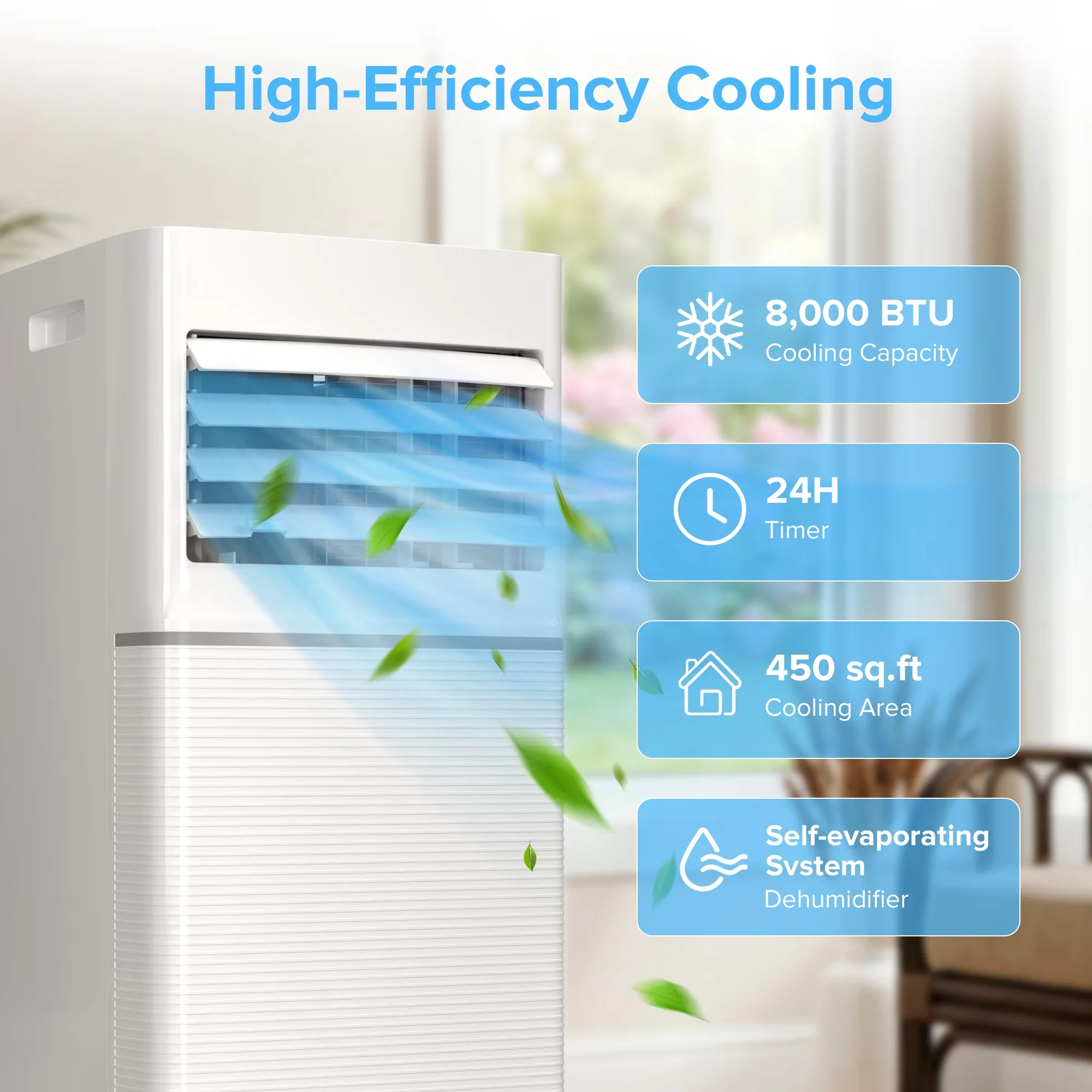 Professional Air Conditioner with 10000 BTU, Remote Controlled, Sleep Mode for Home, Office - Model 93A21D