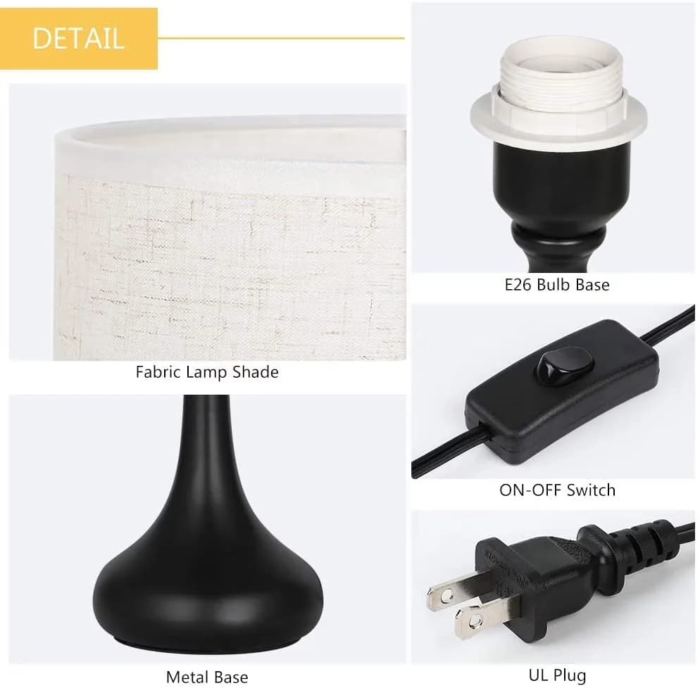 Classic Lamp with Incandescent, Modern - Beige Metal Black for Multiple Applications Model 1B4CBA