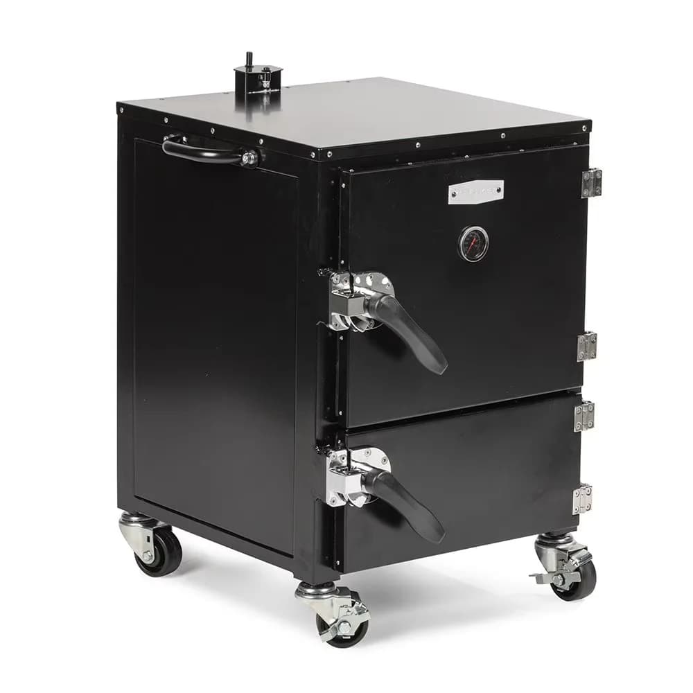 Smoker Compact with Reverse Flow, Heavy Duty Steel Construction, Reverse Flow Charcoal Vertical - Steel Gray Model 59FF28