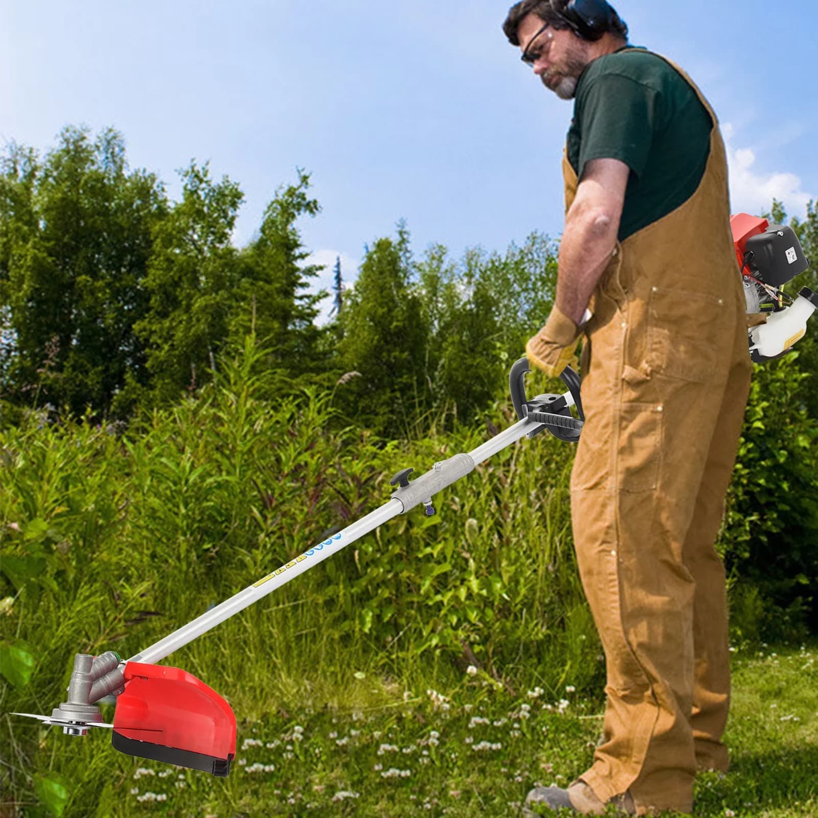 Pole Saw Stylish with String Trimmer, Extension Pole: 43.31 inch (134cm) - Red Model DC16A5