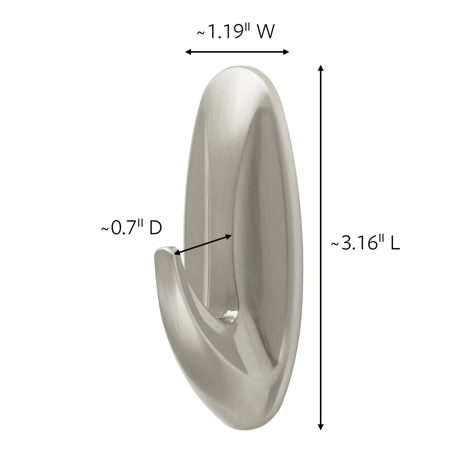 Professional Damage-Free Hanging with Easy Installation, Designer Brushed Nickel Medium Hooks, 4 Strips - Silver Plastic Model EEFCEC
