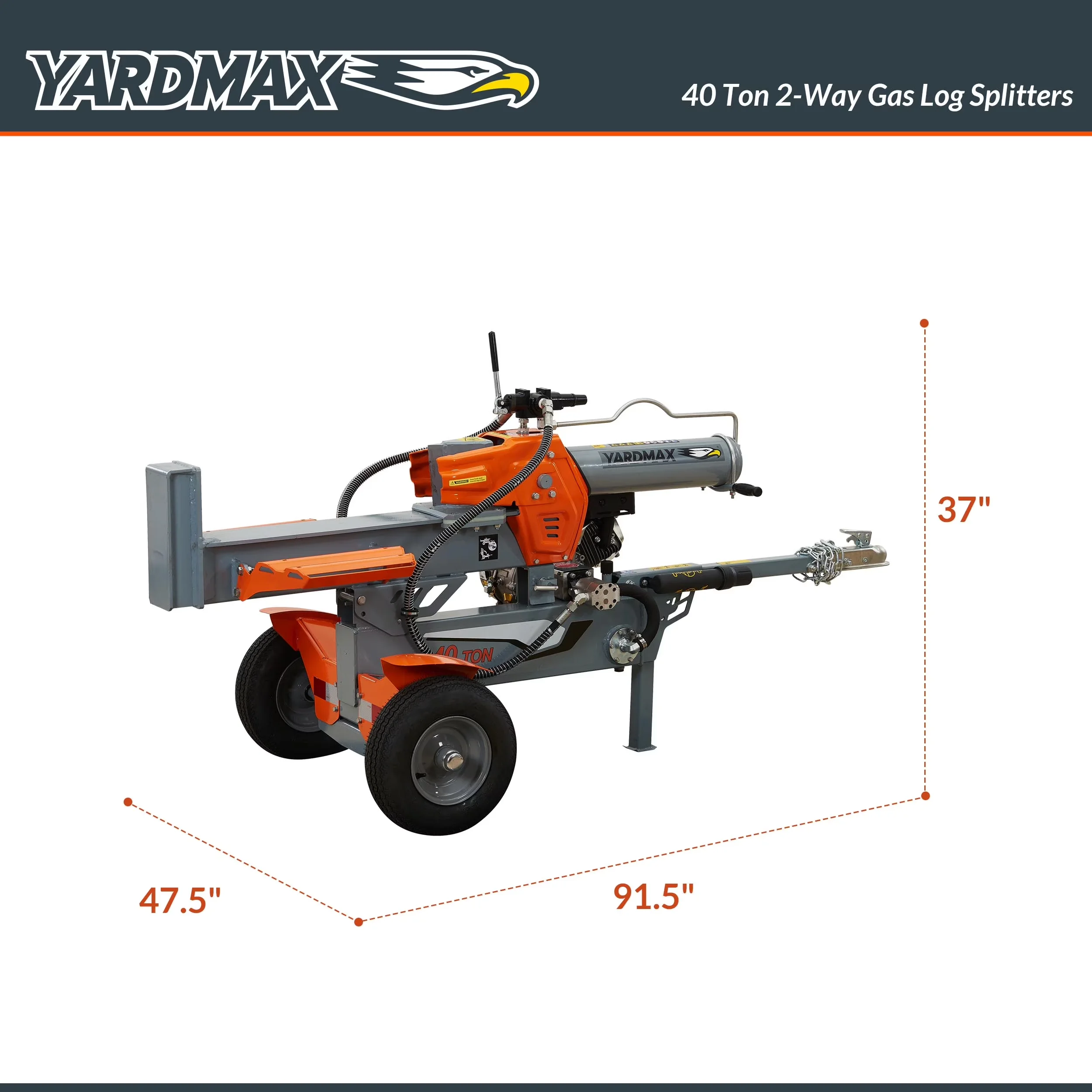 Logsplitter Compact with Wheeled, away from operator and balances weight., time in its class. - Orange Model 79BE97
