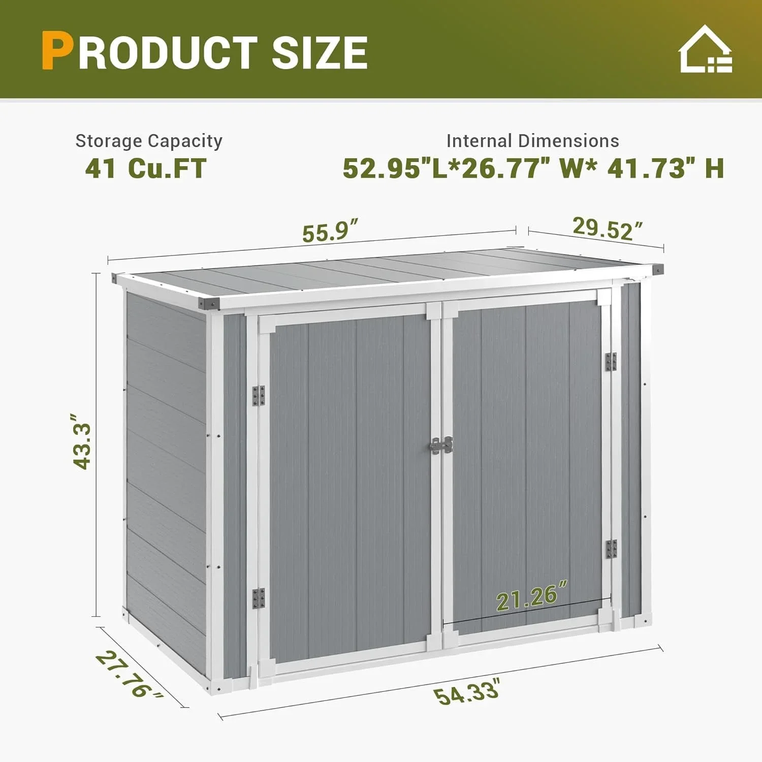 Essential Shed with Lockable Door, Uv Resistant, Water-Resistant - Resin 41 Cu.ft for Garden Model 20DCFD