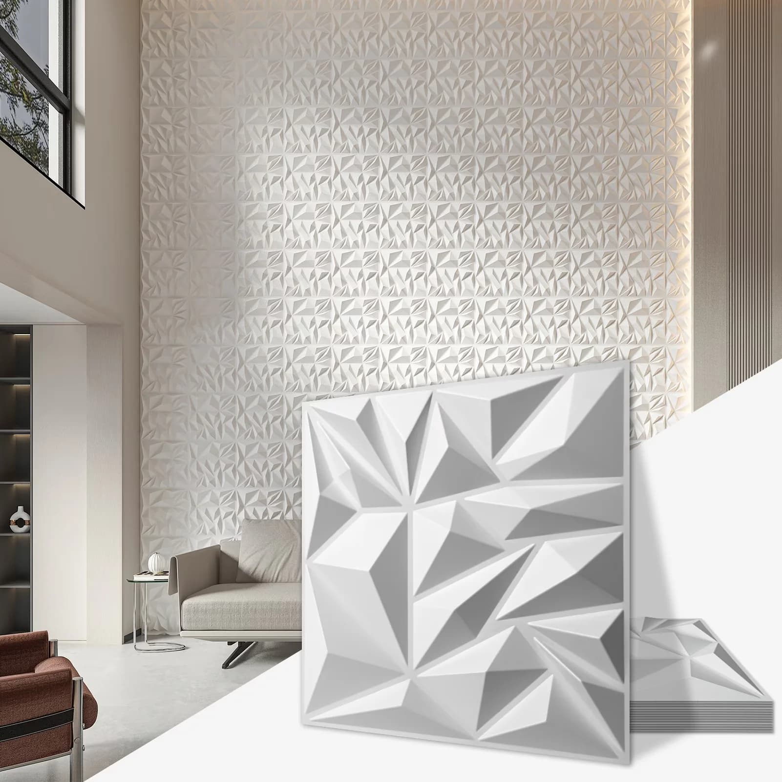 Stylish Wallpaper Wall Decals Wall Covering with Waterproof - White for Home Model 38D9A4