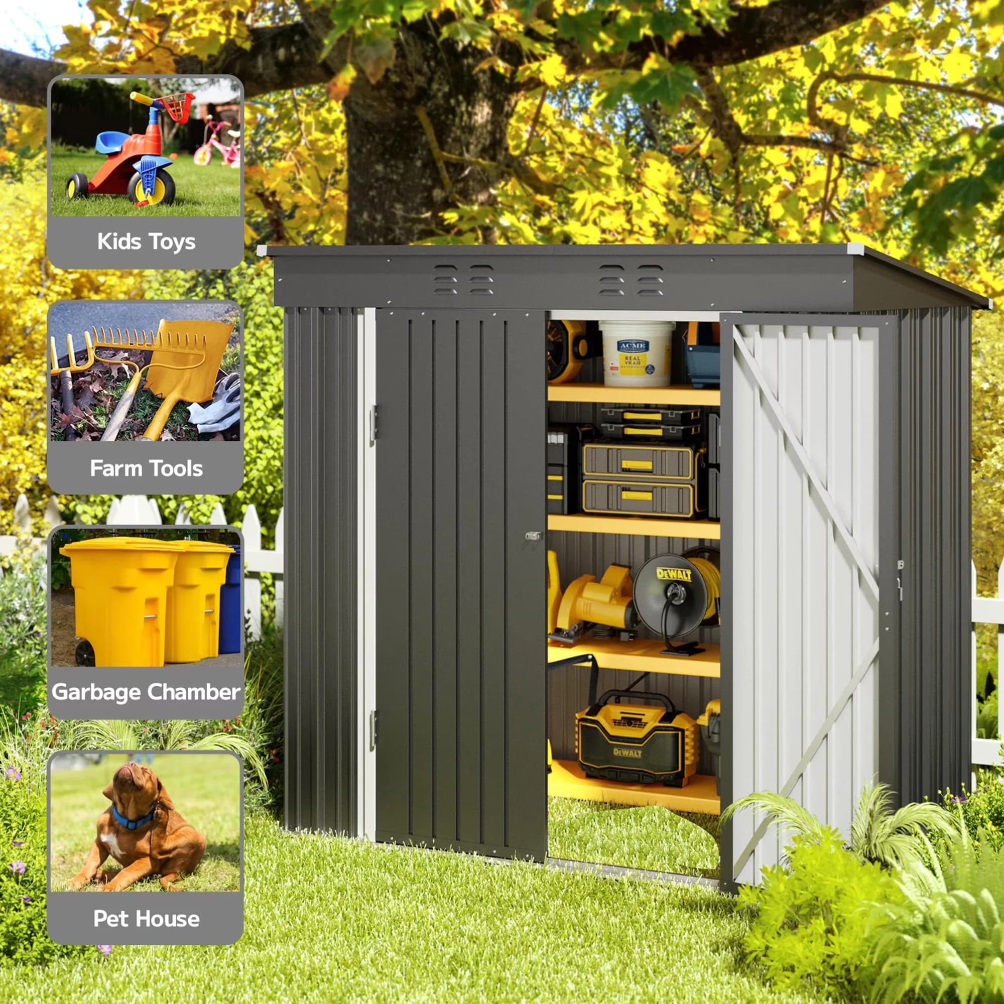 Shed Professional with Waterproof, Rust Resistant - Steel Gray for Patio Model C28E5F