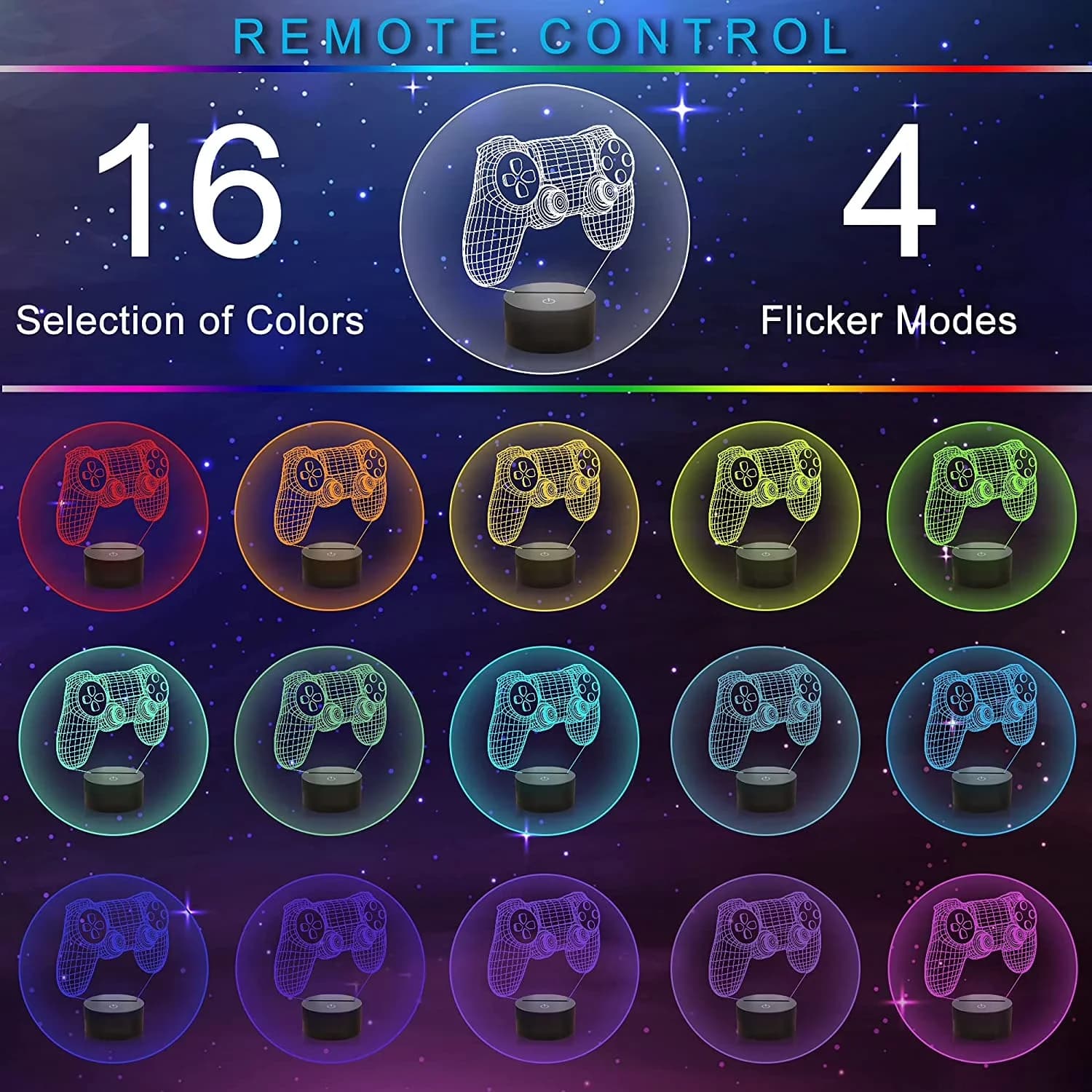 Efficient Led Lighting with LED, Color Changing, 3D Gamepad Illusion Lamp - Model 5E3A6D