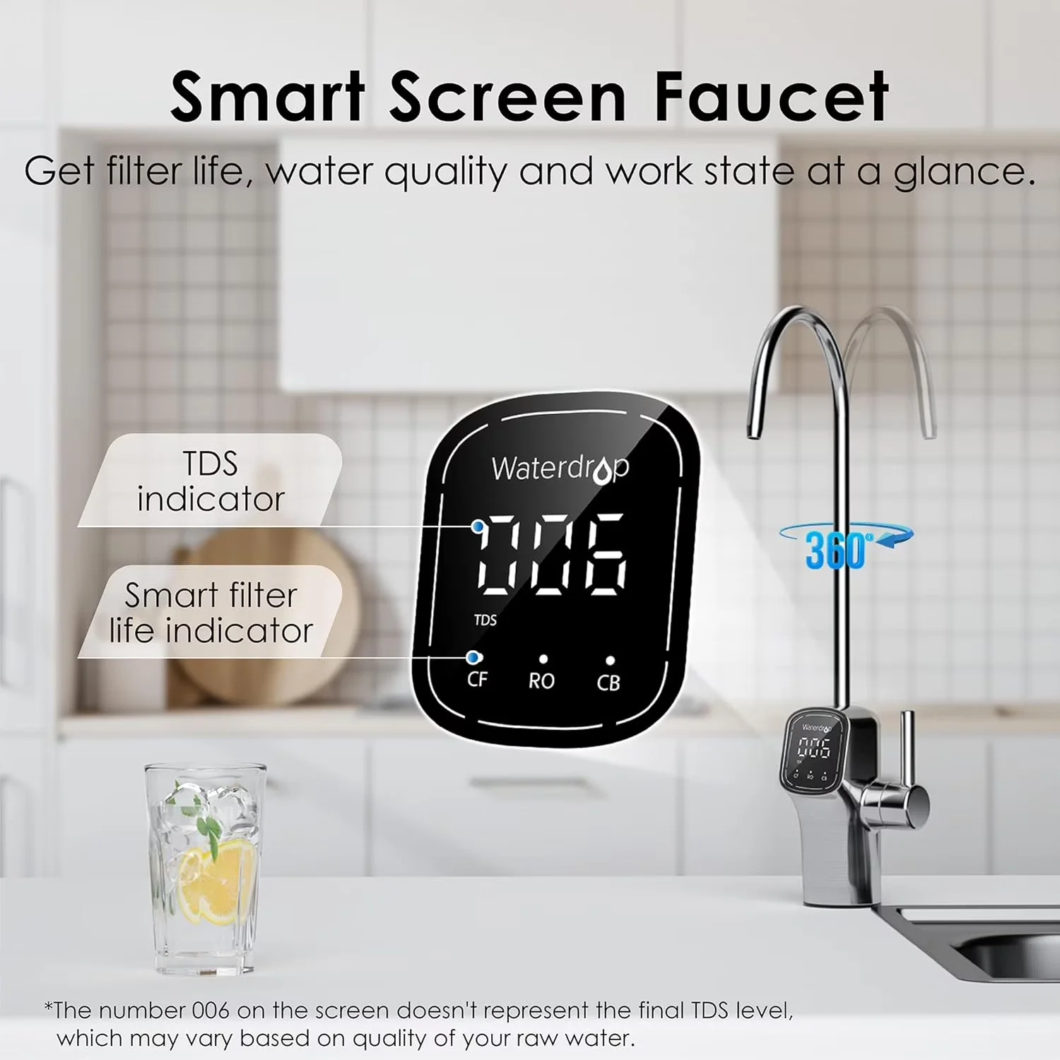 Classic Water Filtration with Protective Valve, Smart Faucet, Tankless Reverse Osmosis System - White Model D2D605