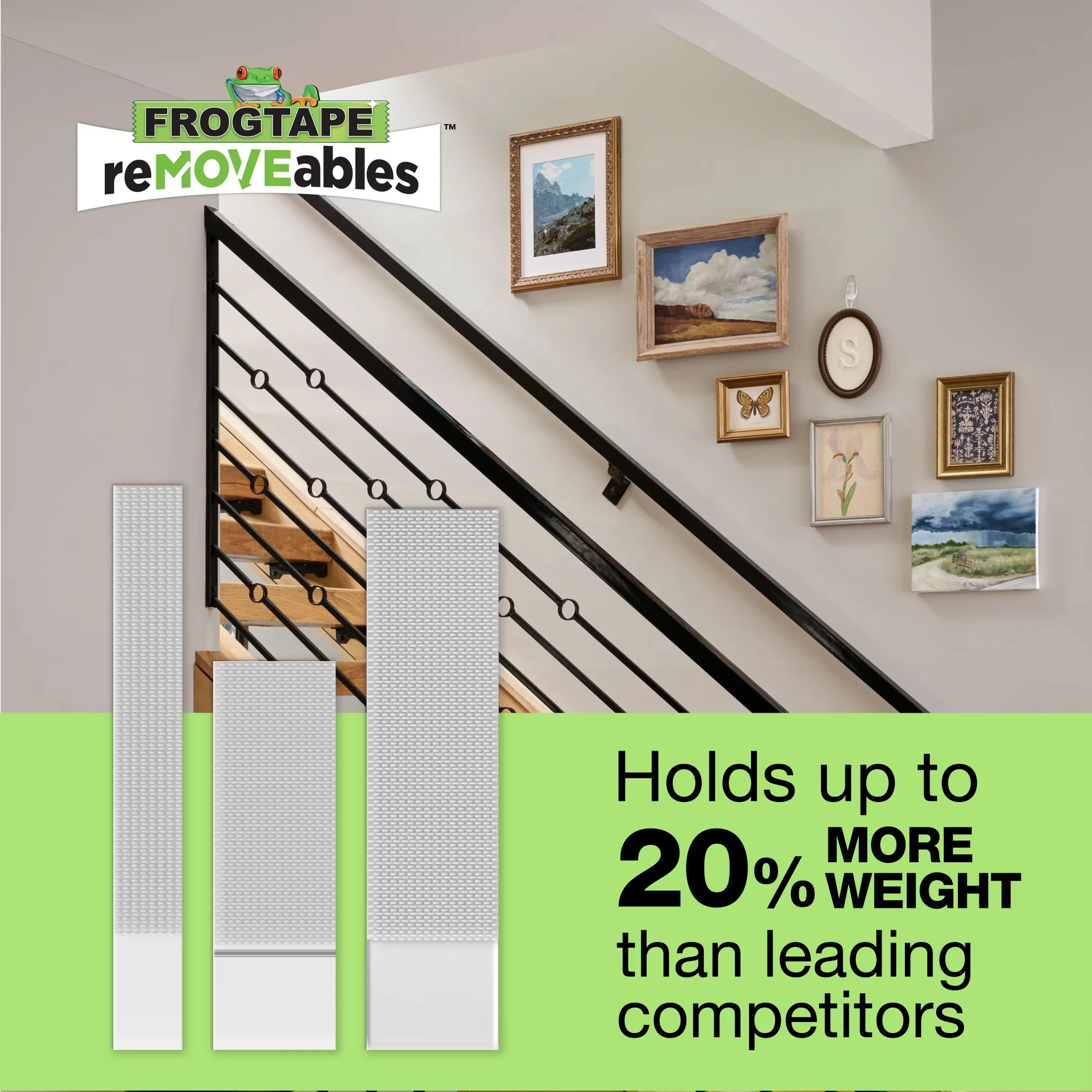 Quality Damage-Free Hanging with Brand: FrogTape, 12 Pairs or 24 Mounting Strips Total, Model Number: 288464 - Foam White Model E4D6A1