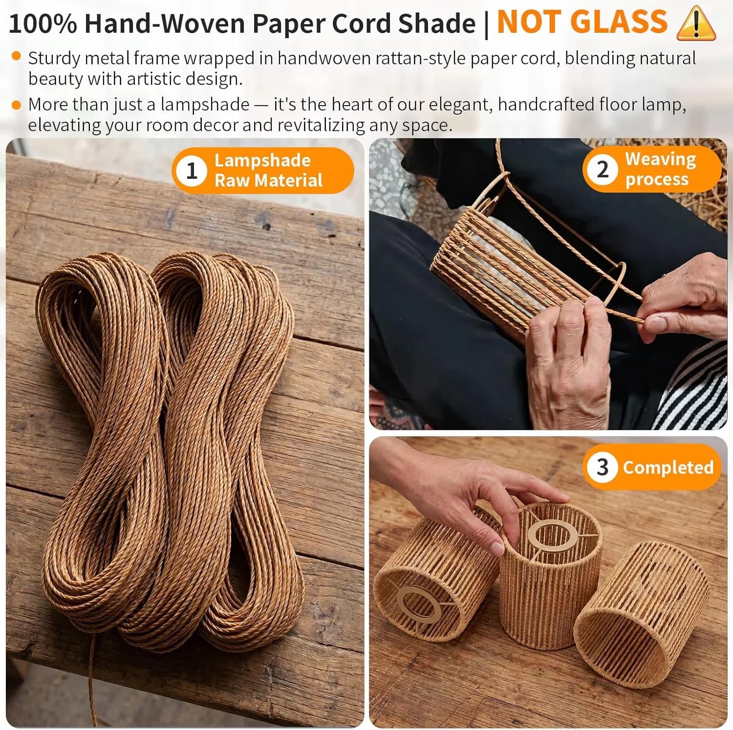 Quality Lamp with LED, Industrial, Energy Efficient - Paper Cord for Study Room, Living Room Model 0EA590