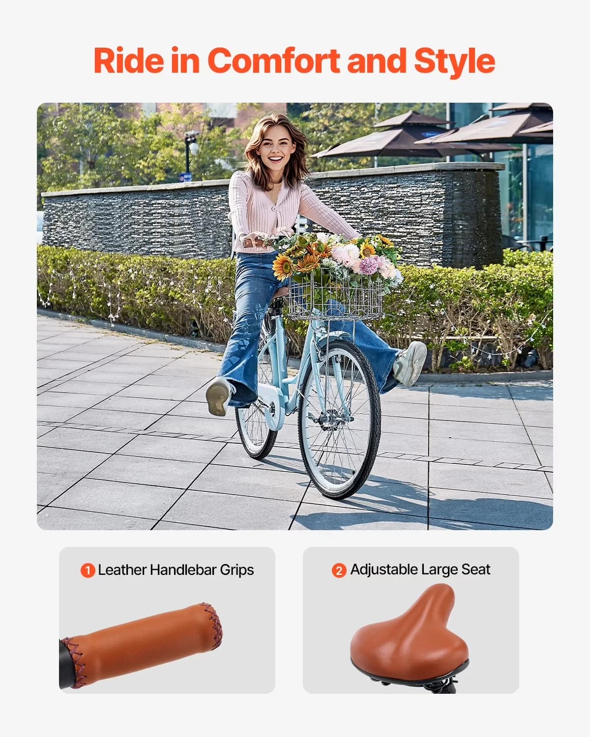 Cruiser Bike Professional with Adjustable Seat, Foldable, 1-Speed - Blue Model 38DE65