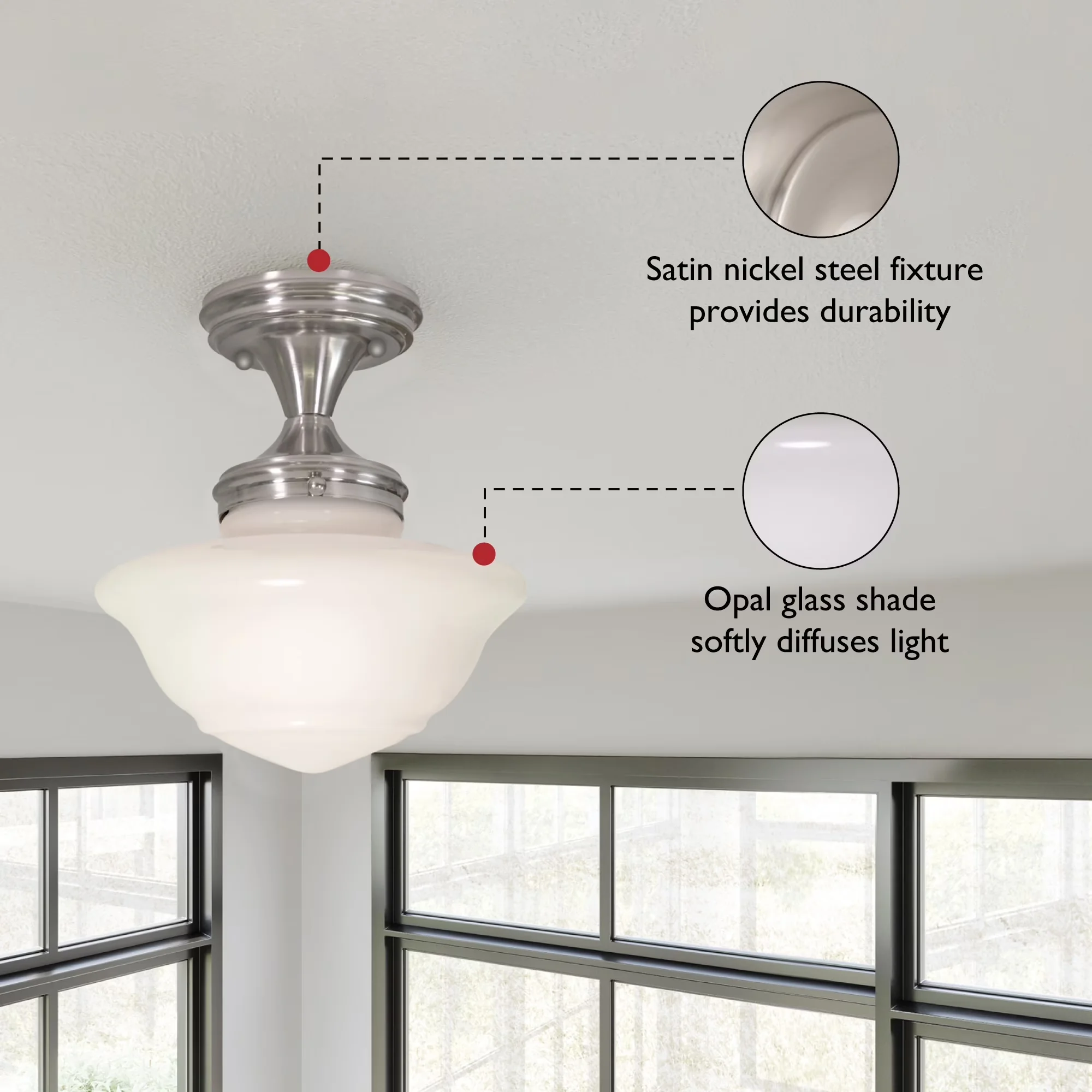 Modern Ceiling Lights Fixture with Incandescent, Traditional, Dimmable - Silver Steel Model 2BFE87