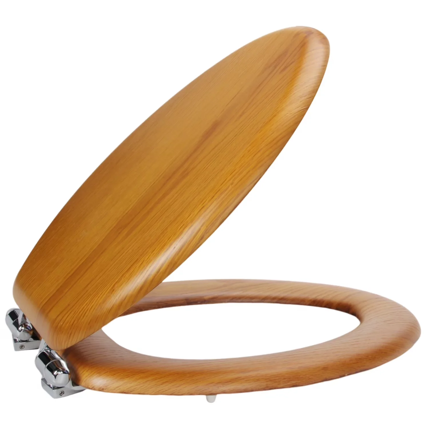 Toilet Seats And Lid Premium with Easy Installation, Dalton Elongated Wood Seat in Honey Oak - Brown Wood Model 5FE08F