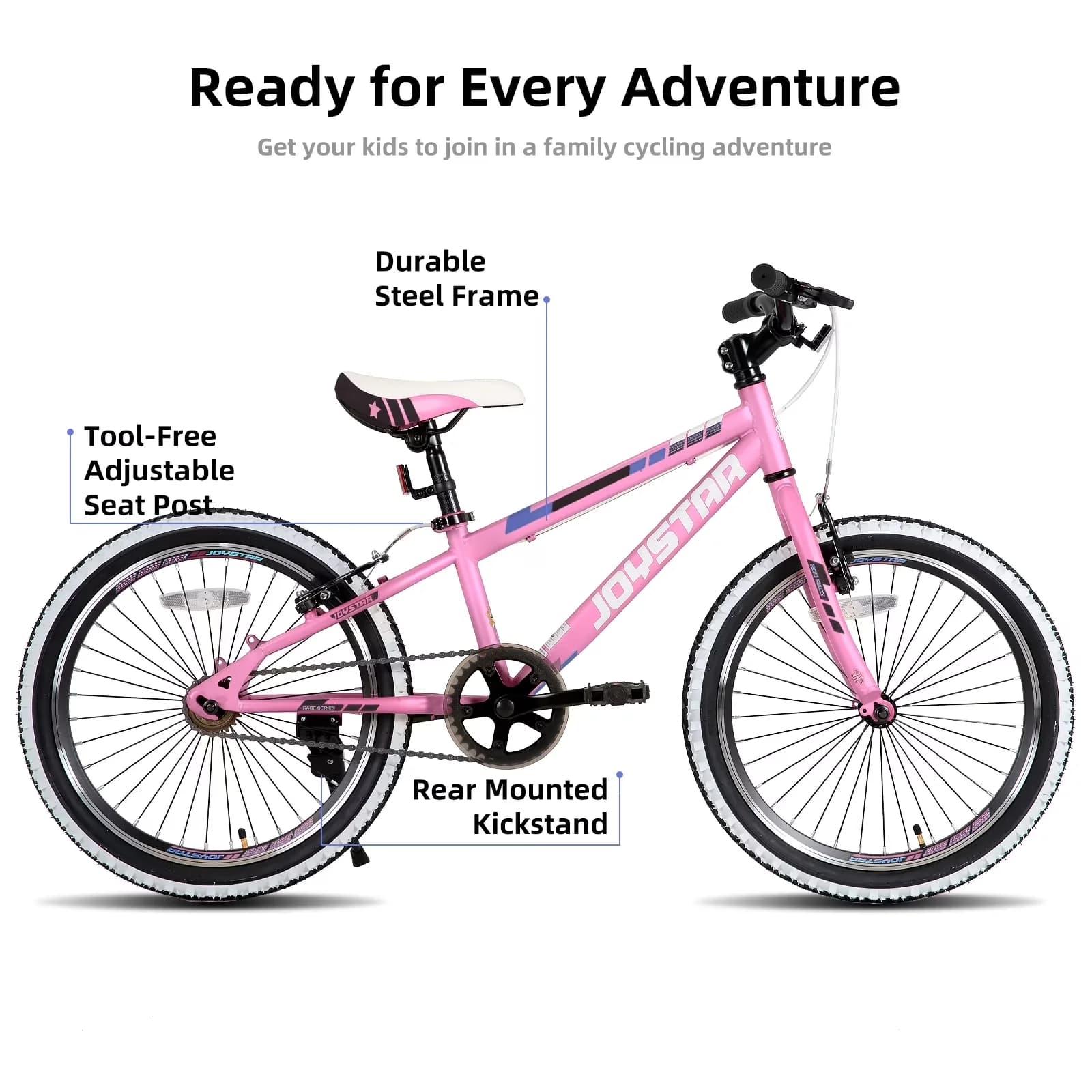 Kids Bike Efficient with Adjustable Seat Height, Lubbock 20 24 Inch - Pink Model 111AA0
