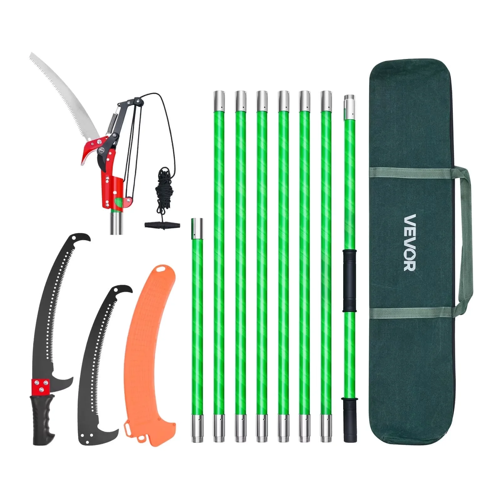 Pole Saw Durable with Replaceable Cutting Blade, Telescoping, Manual - Green Model 7F0E3D