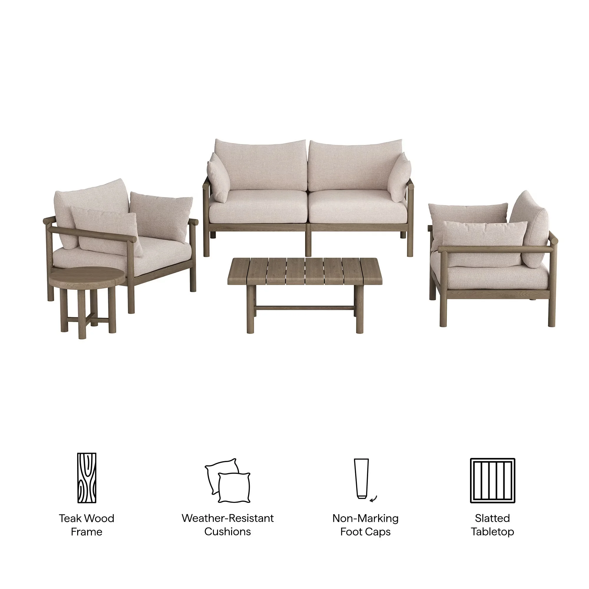 Patio Conversation Set Innovative with Assembly Required, Non-Marking Foot Caps - Wood Brown Model CB1BCA