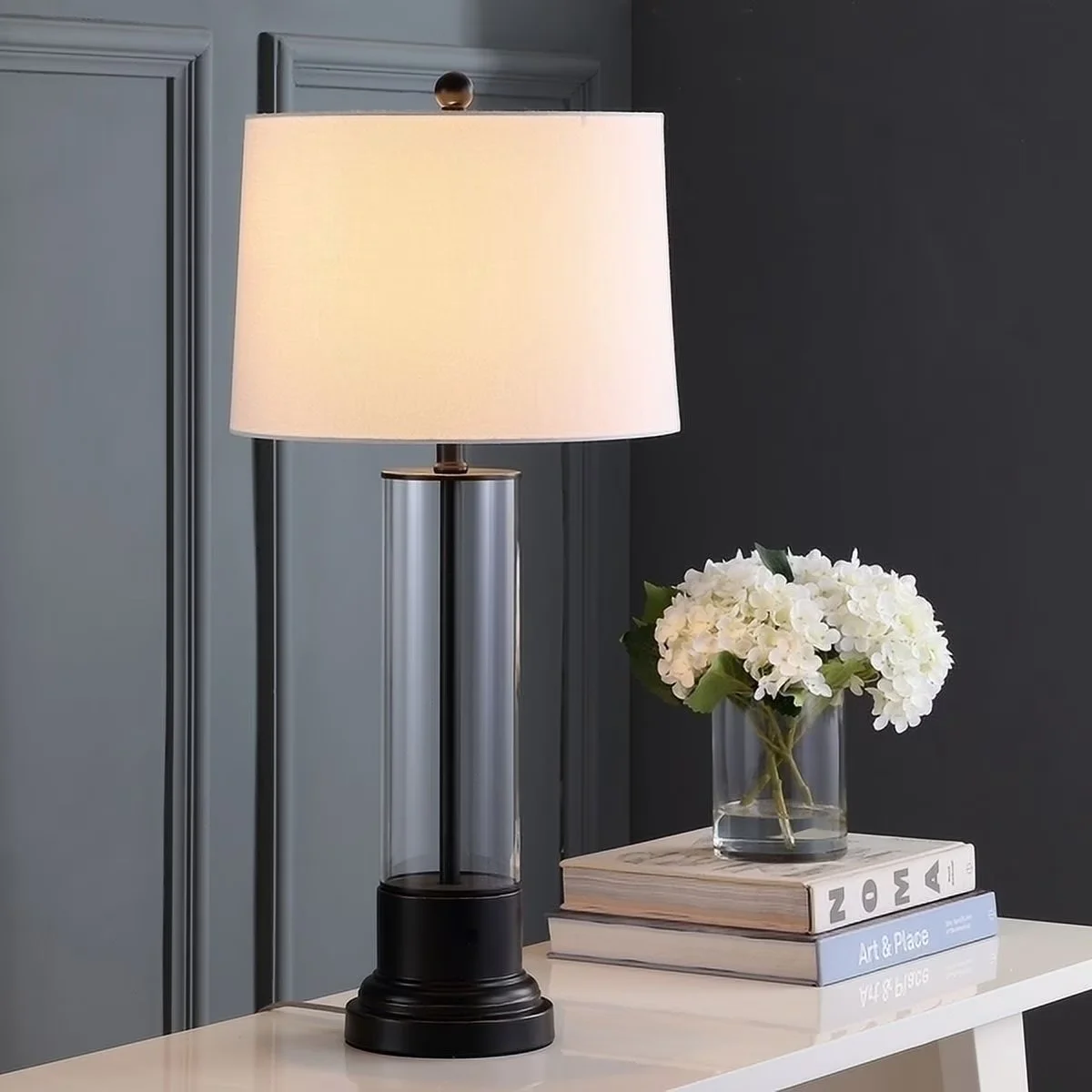 Lamp Set Stylish with Incandescent, Contemporary, Color: Black/Clear - Glass Clear, Black Model 125B1A