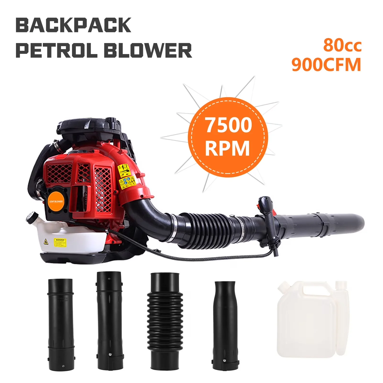 Stylish Leaf Blower with 2-Stroke Engine Gas Powered Snow, 3.5KW Cordless for Patio, Garden - Model 27329F