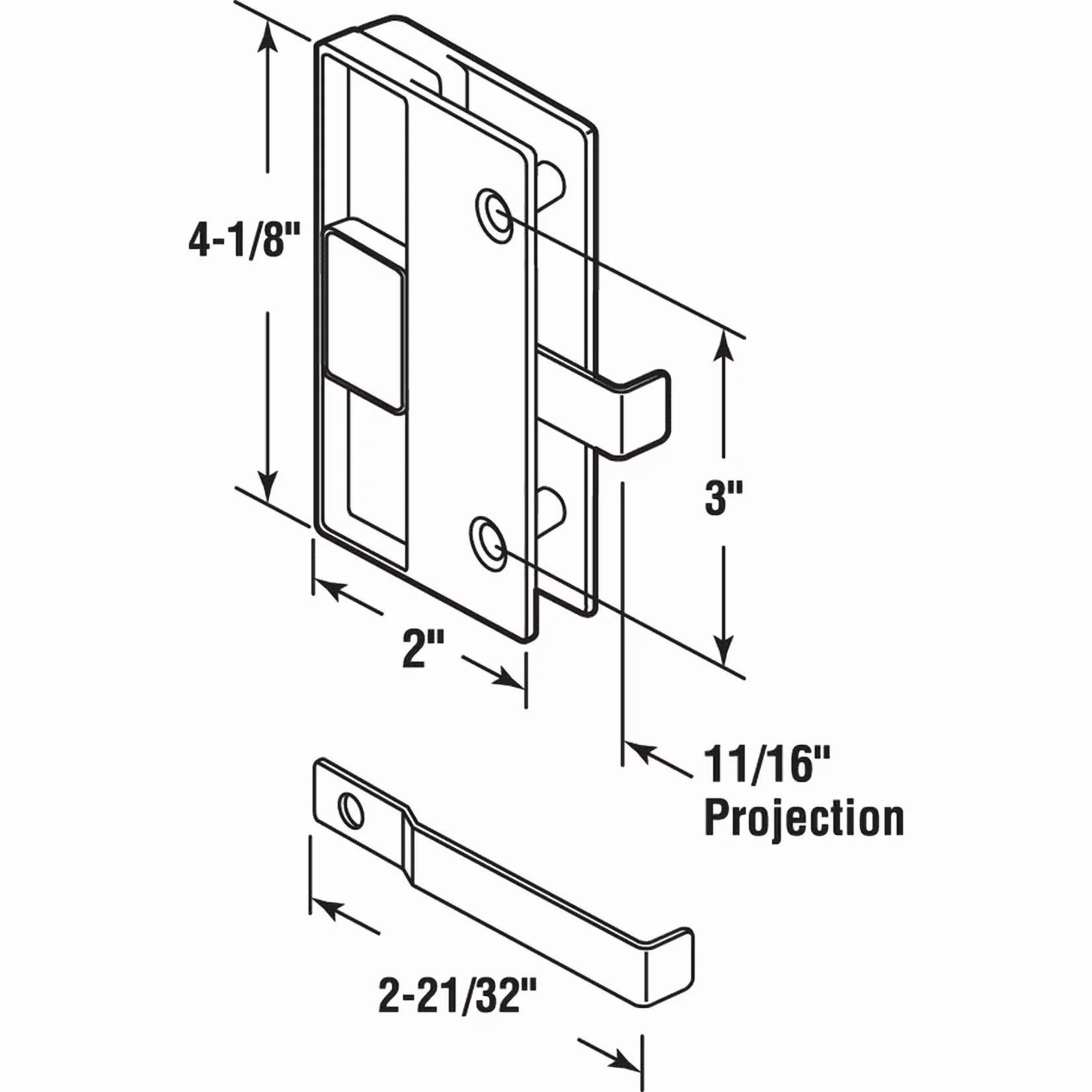 Premium Kitchen Renovation with Mounting holes are 3 in. on center, Measures 2 in. wide x 4-1/8 in. tall - Blue Plastic Model DC3A44